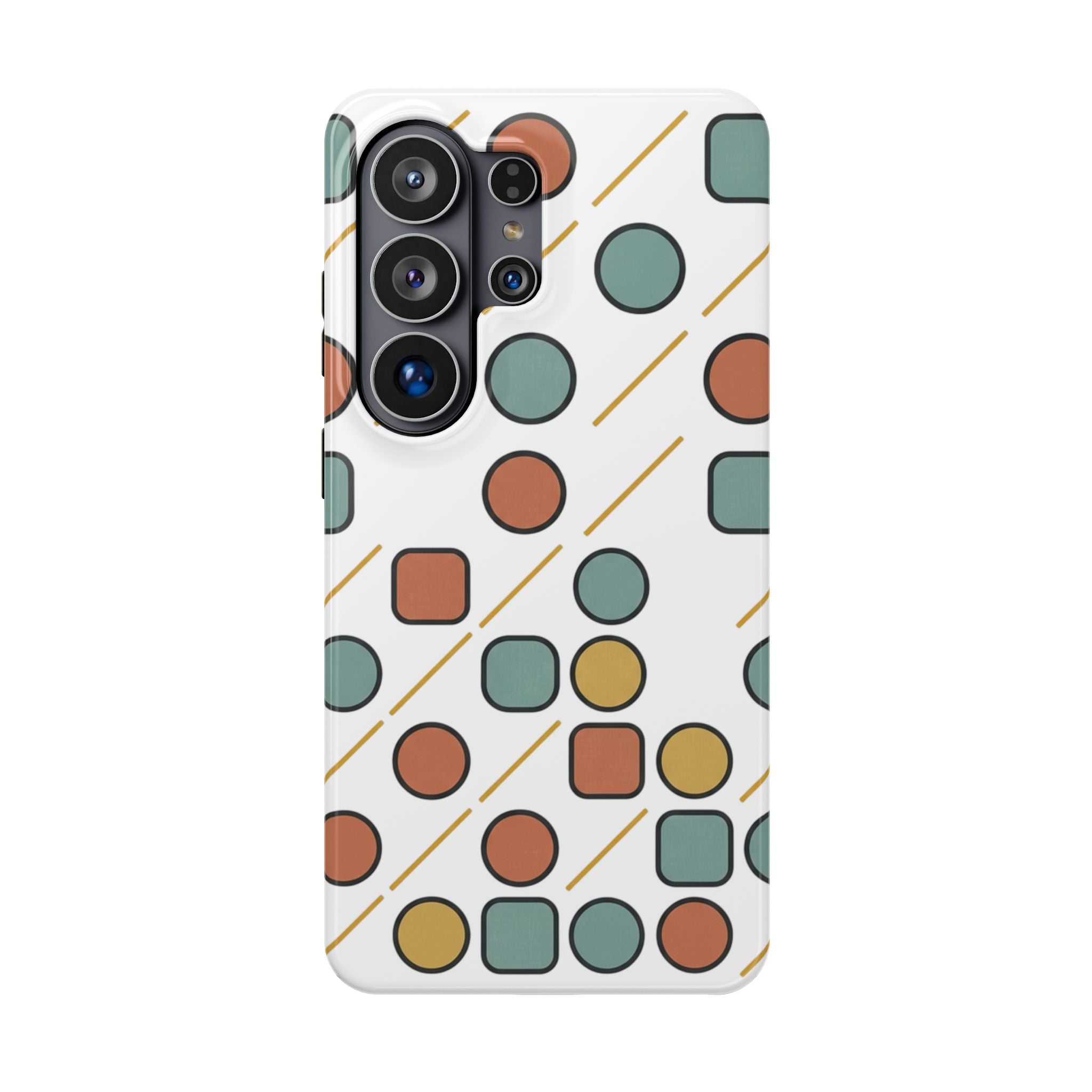 Magnetic Impact-Resistant Phone Case — Retro Geometric Dot & Square Pattern
