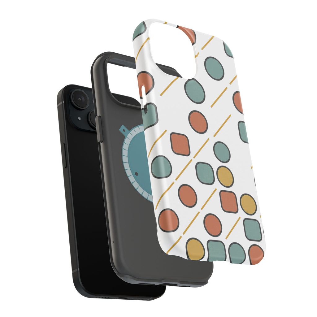 Magnetic Impact-Resistant Phone Case — Retro Geometric Dot & Square Pattern