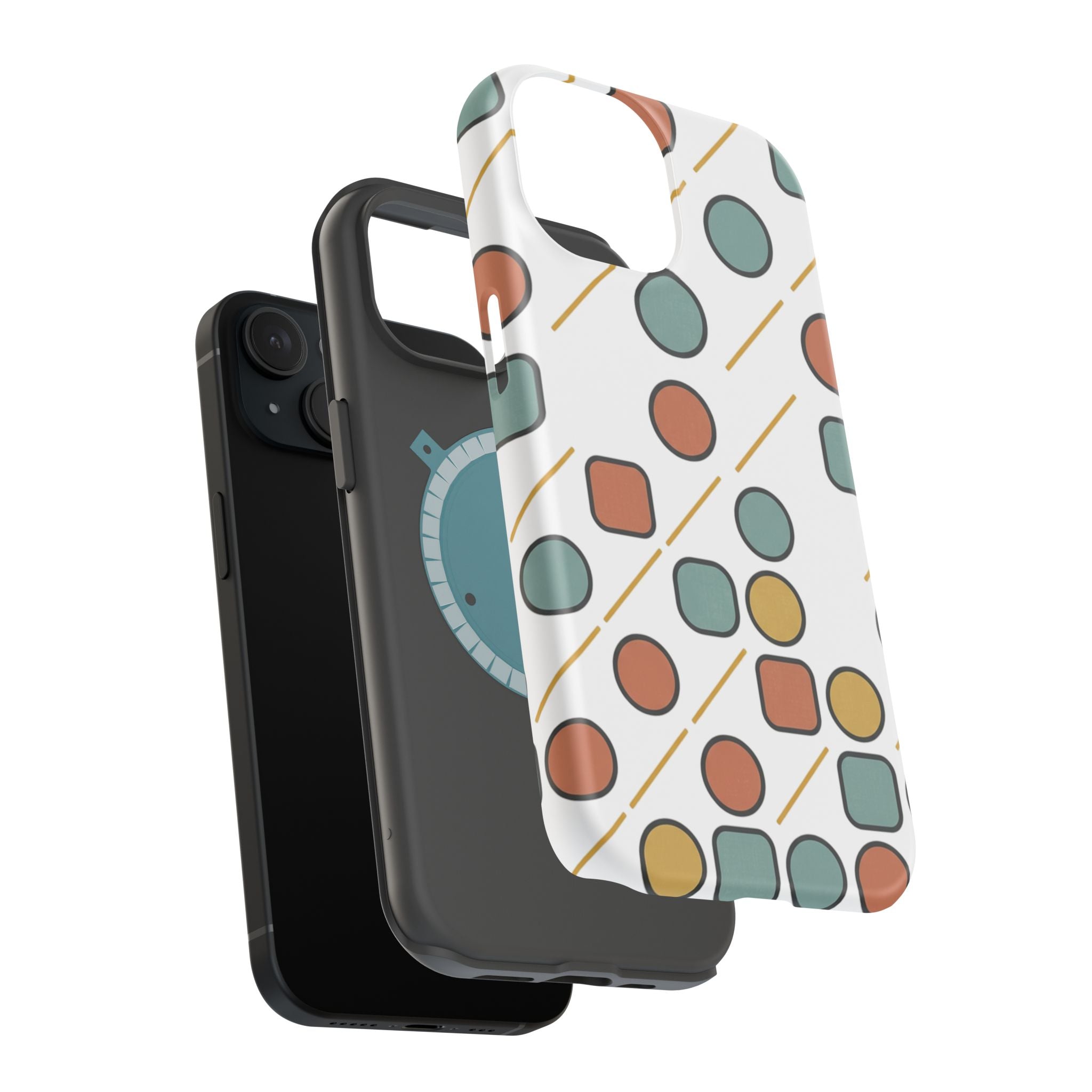 Magnetic Impact-Resistant Phone Case — Retro Geometric Dot & Square Pattern