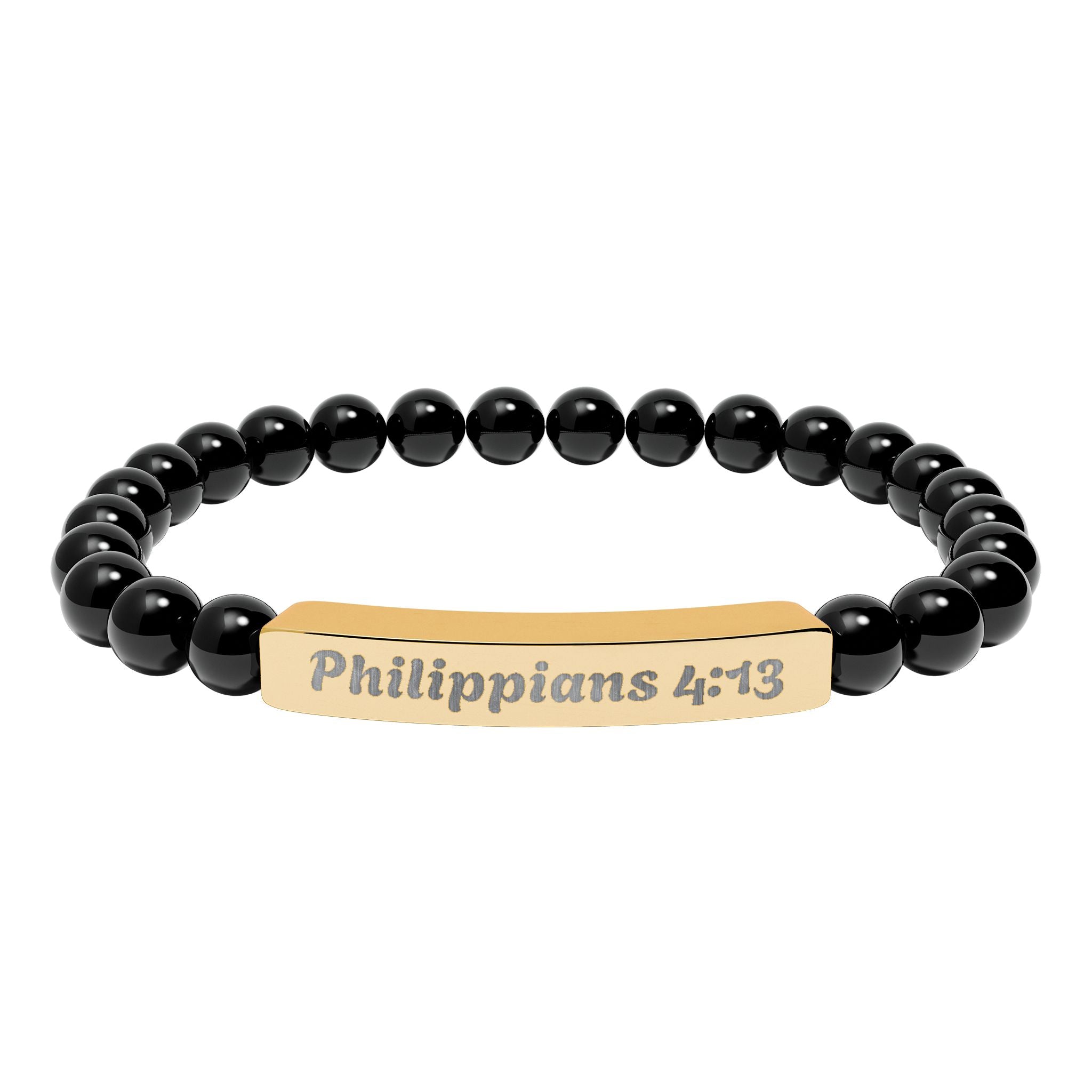 Engraved Philippians 4:13 Natural Stone Stretch Bracelet