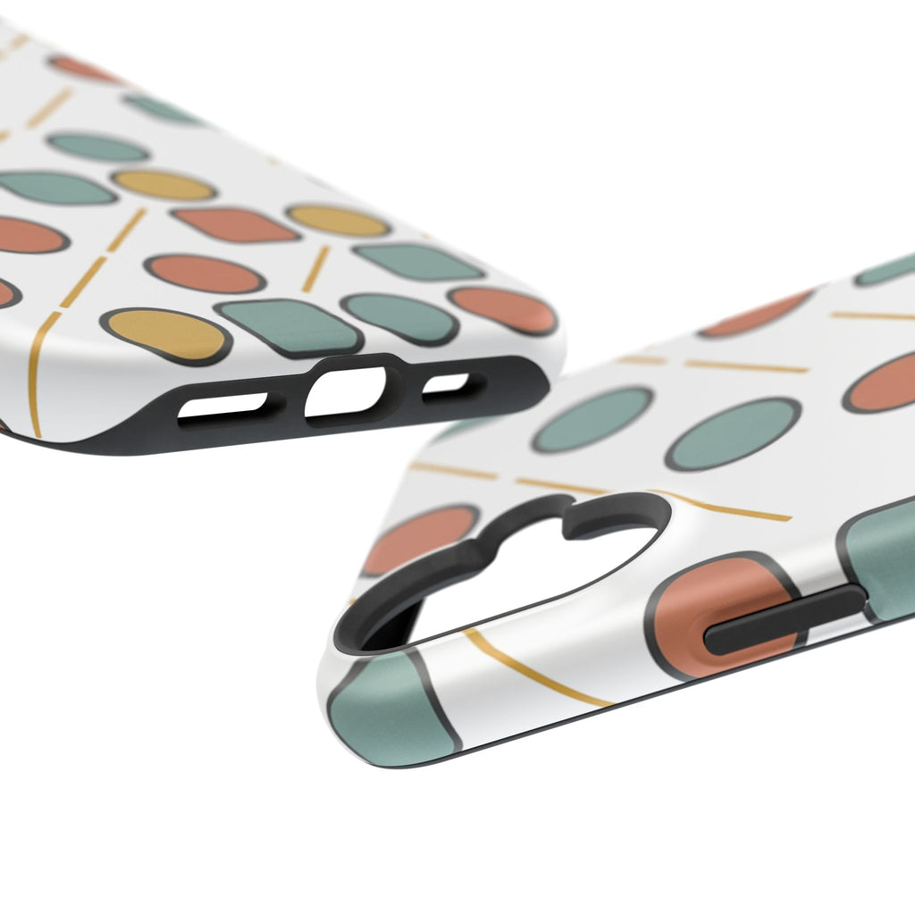 Magnetic Impact-Resistant Phone Case — Retro Geometric Dot & Square Pattern