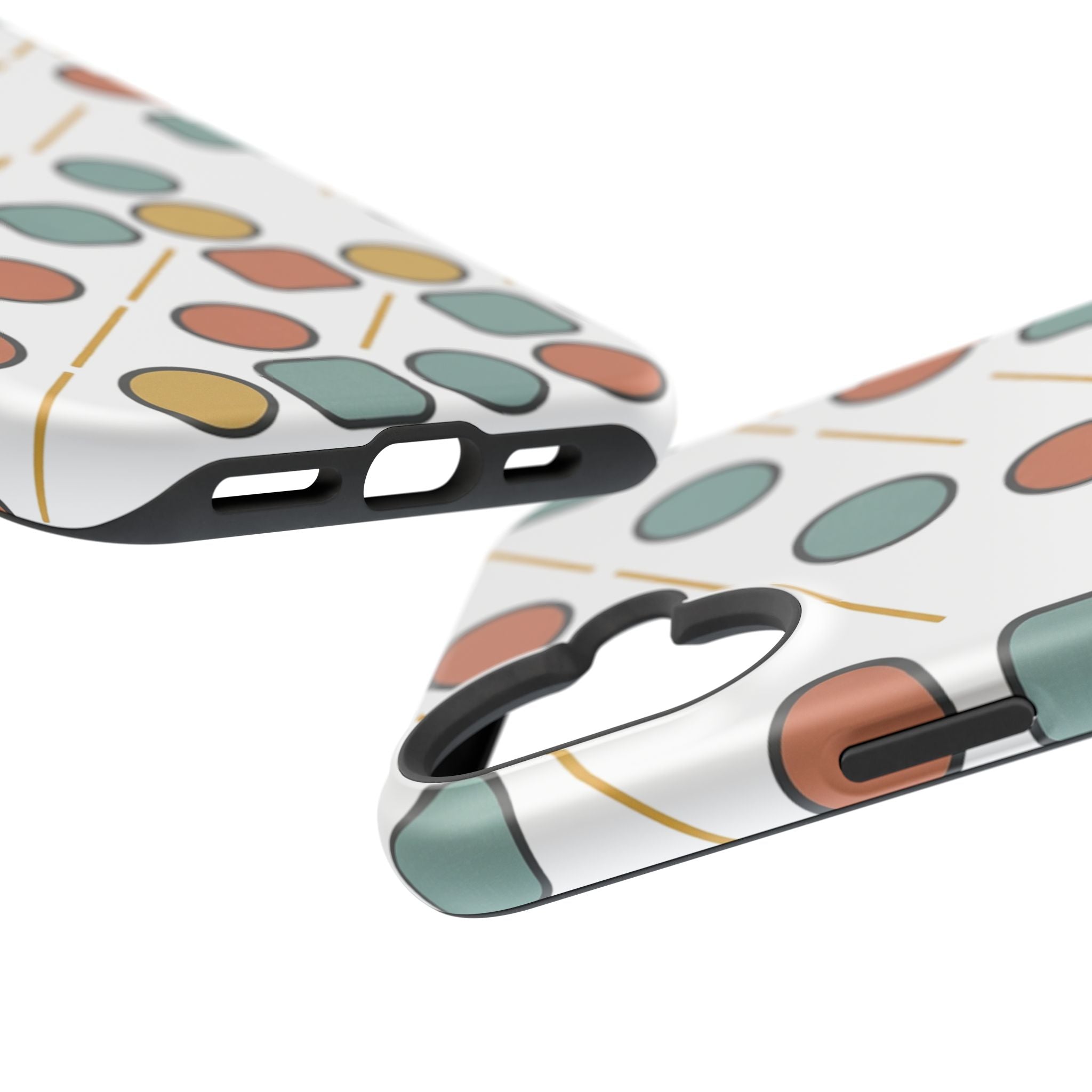 Magnetic Impact-Resistant Phone Case — Retro Geometric Dot & Square Pattern