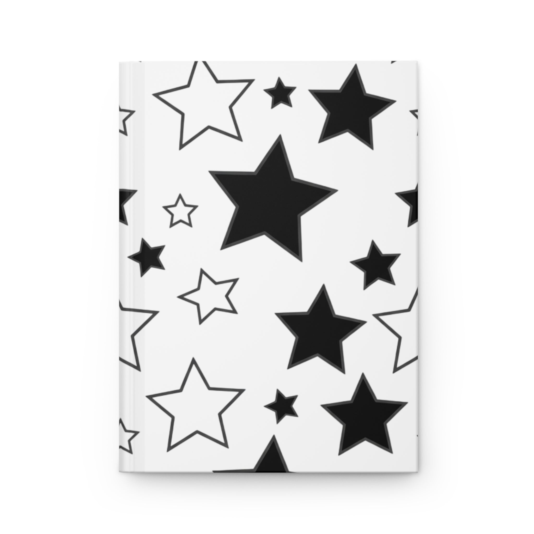 Star Pattern Hardcover Journal — Black & White Doodle Stars Notebook