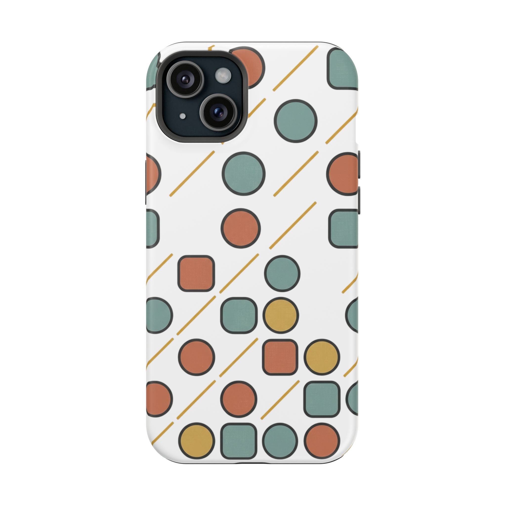 Magnetic Impact-Resistant Phone Case — Retro Geometric Dot & Square Pattern