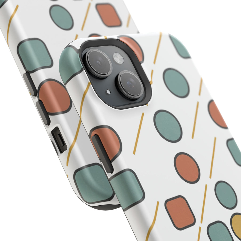 Magnetic Impact-Resistant Phone Case — Retro Geometric Dot & Square Pattern