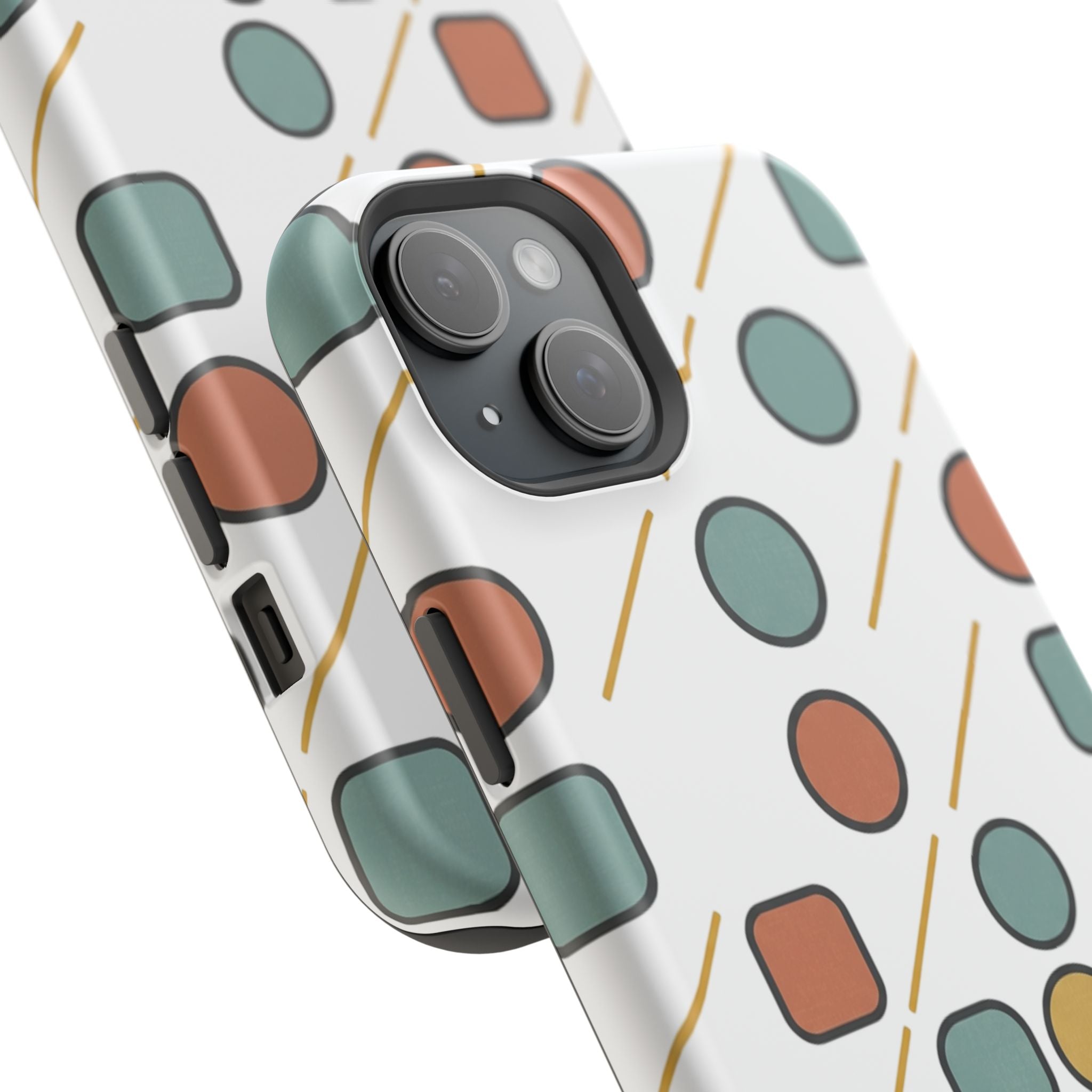 Magnetic Impact-Resistant Phone Case — Retro Geometric Dot & Square Pattern