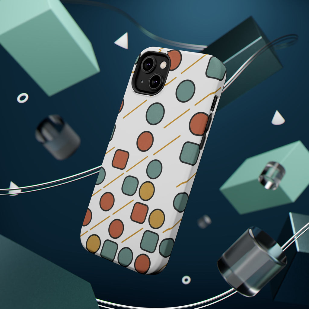 Magnetic Impact-Resistant Phone Case — Retro Geometric Dot & Square Pattern