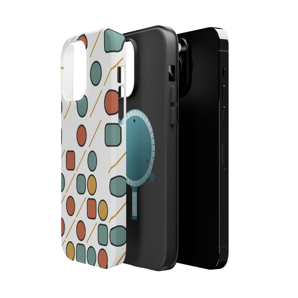 Magnetic Impact-Resistant Phone Case — Retro Geometric Dot & Square Pattern