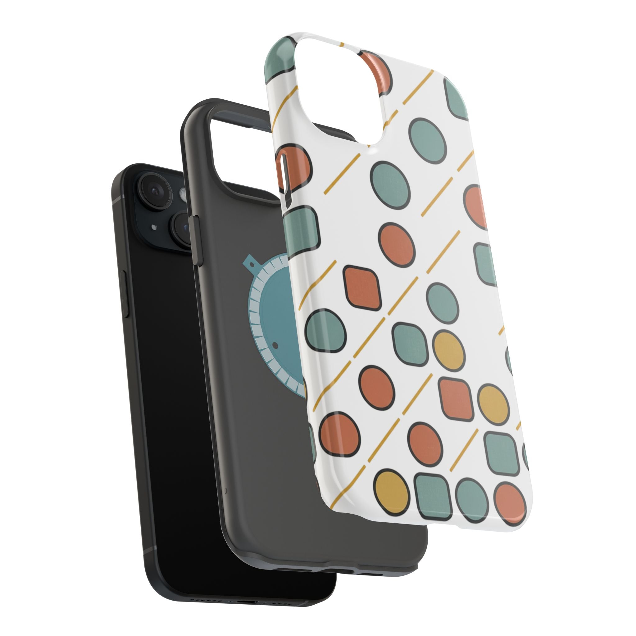 Magnetic Impact-Resistant Phone Case — Retro Geometric Dot & Square Pattern