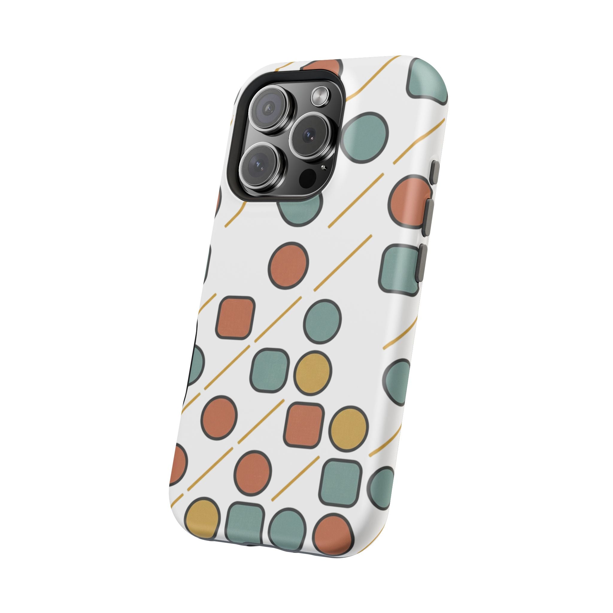 Magnetic Impact-Resistant Phone Case — Retro Geometric Dot & Square Pattern