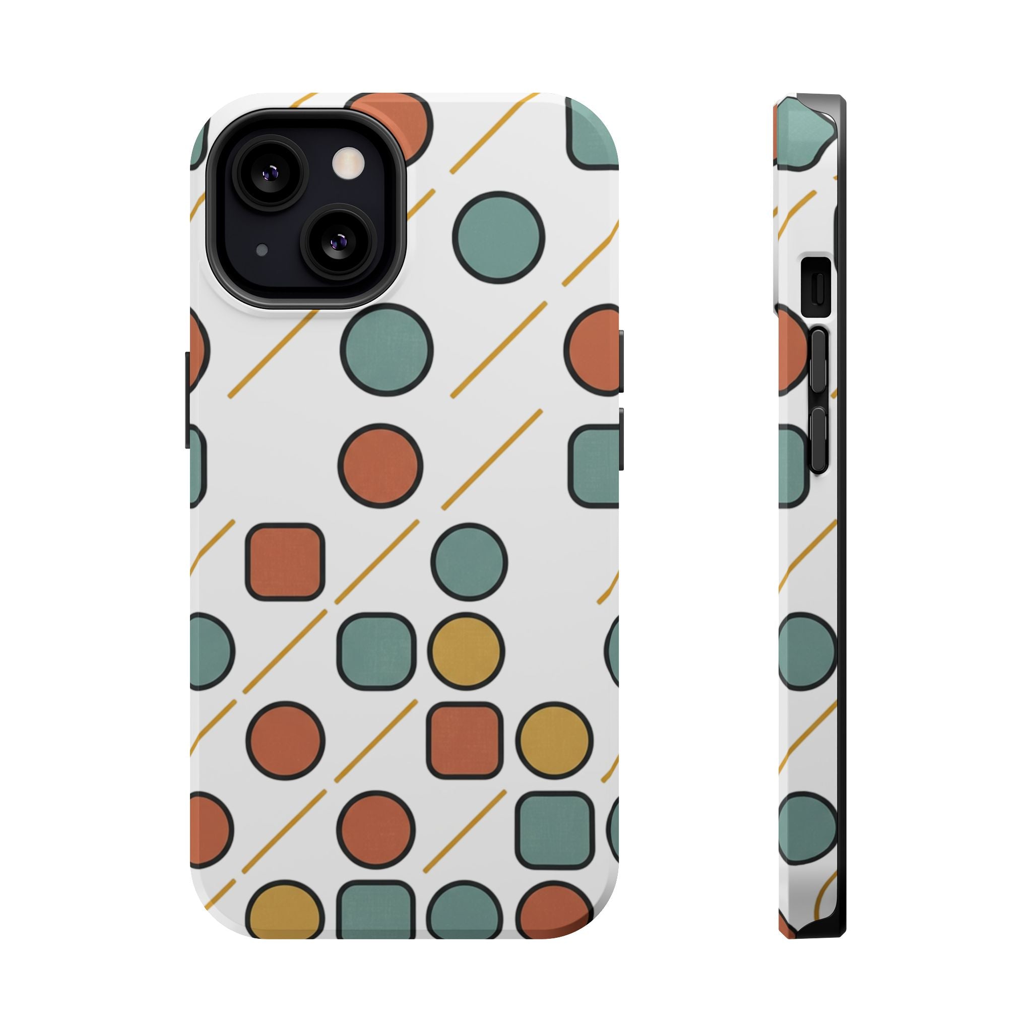 Magnetic Impact-Resistant Phone Case — Retro Geometric Dot & Square Pattern