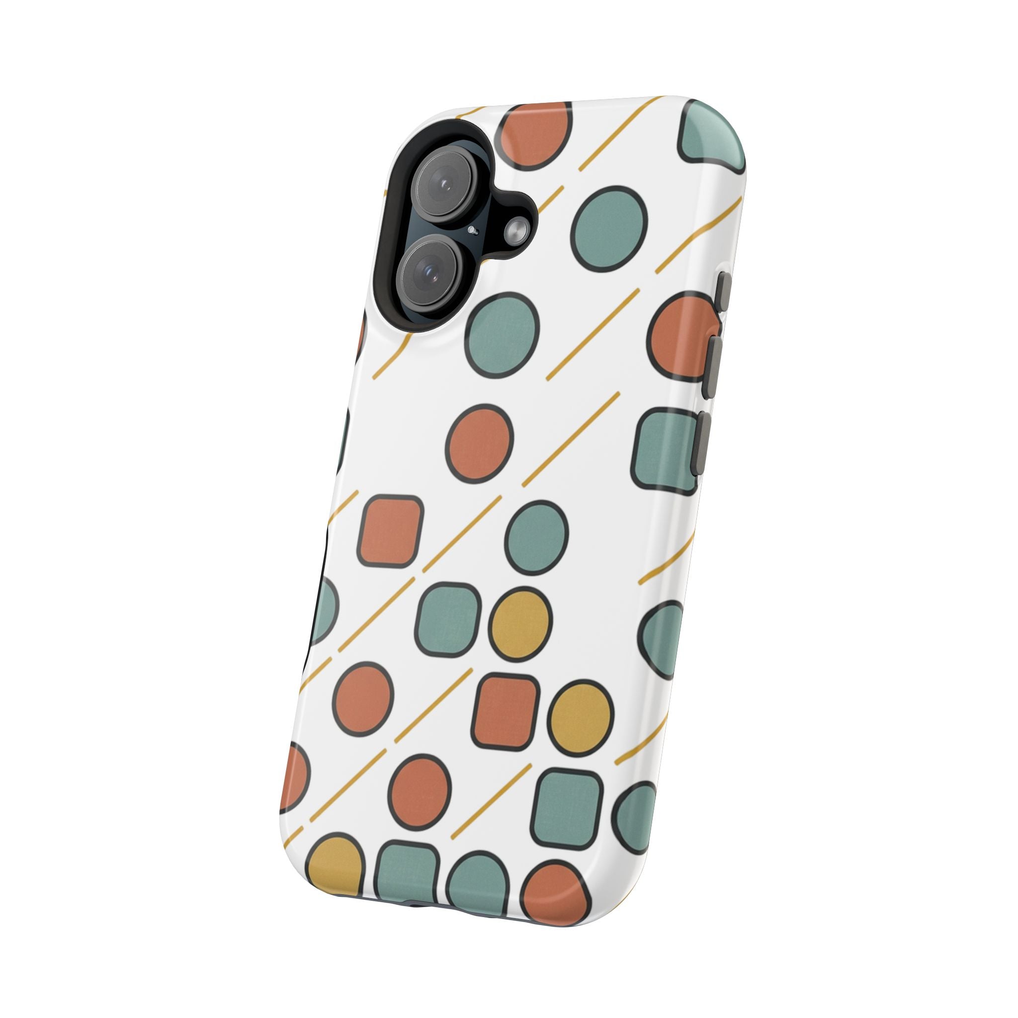 Magnetic Impact-Resistant Phone Case — Retro Geometric Dot & Square Pattern