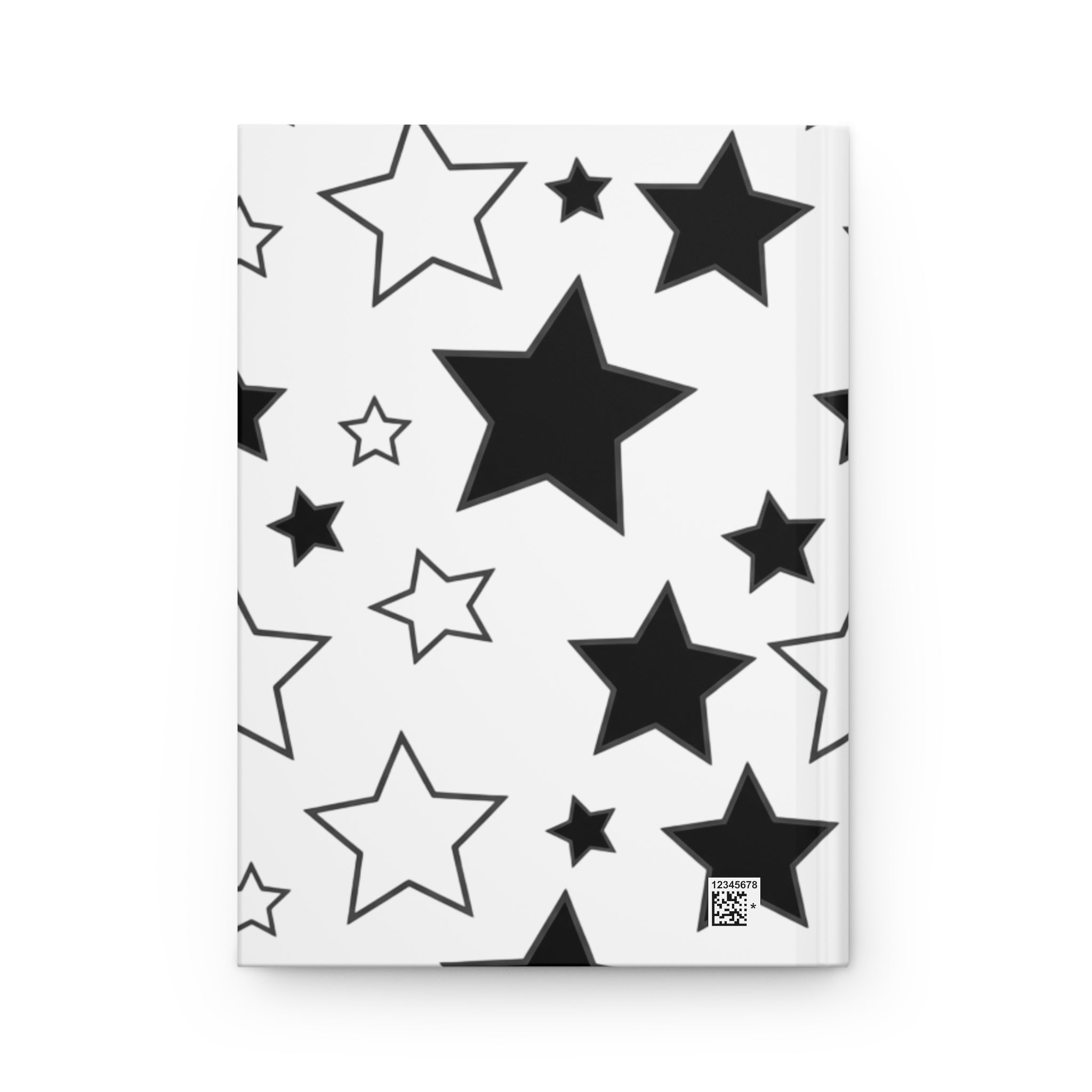 Star Pattern Hardcover Journal — Black & White Doodle Stars Notebook