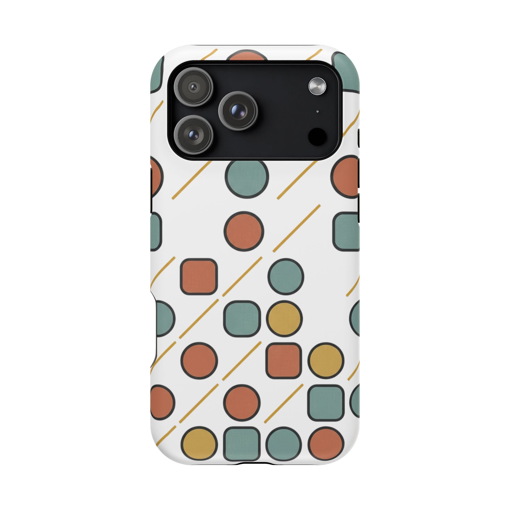 Magnetic Impact-Resistant Phone Case — Retro Geometric Dot & Square Pattern