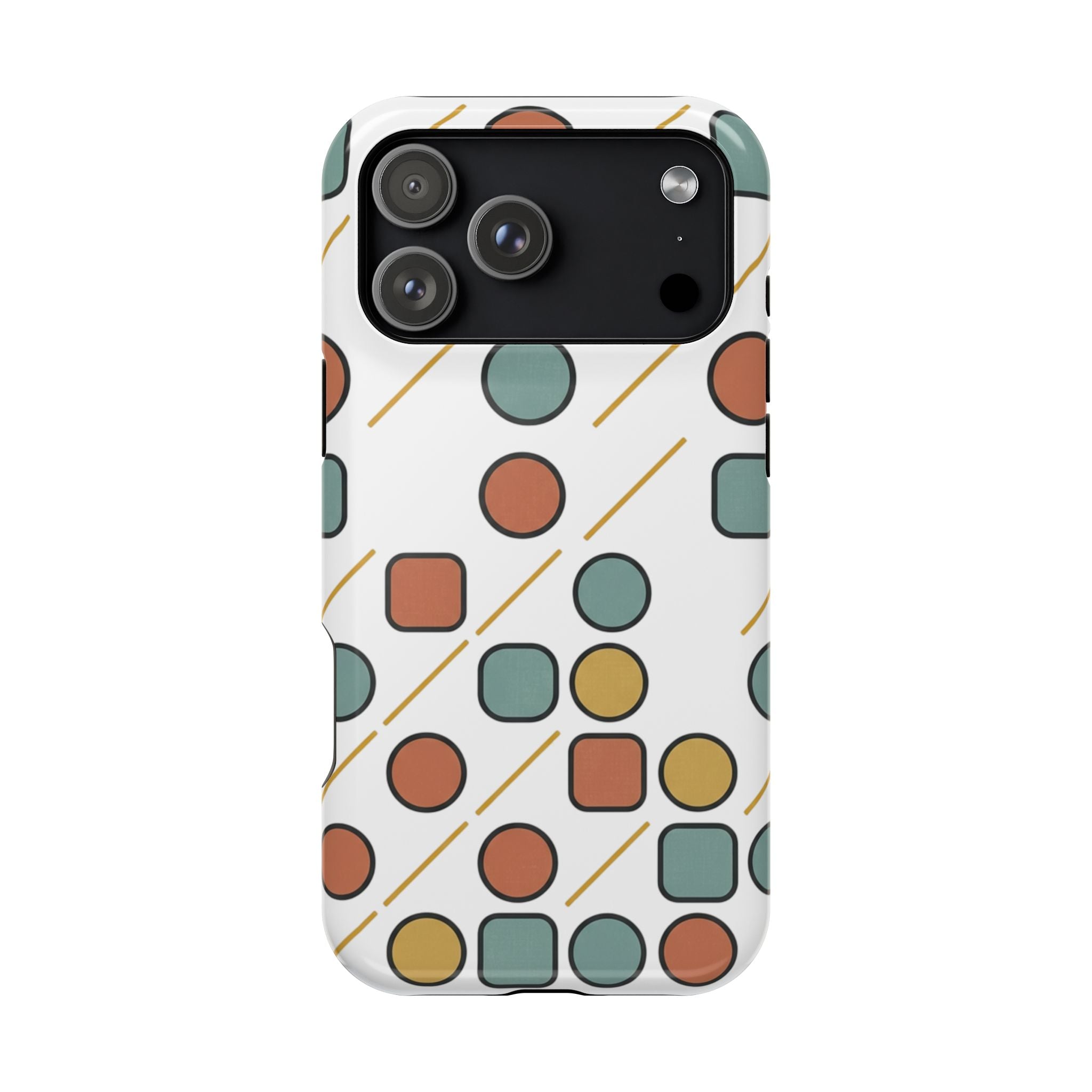 Magnetic Impact-Resistant Phone Case — Retro Geometric Dot & Square Pattern