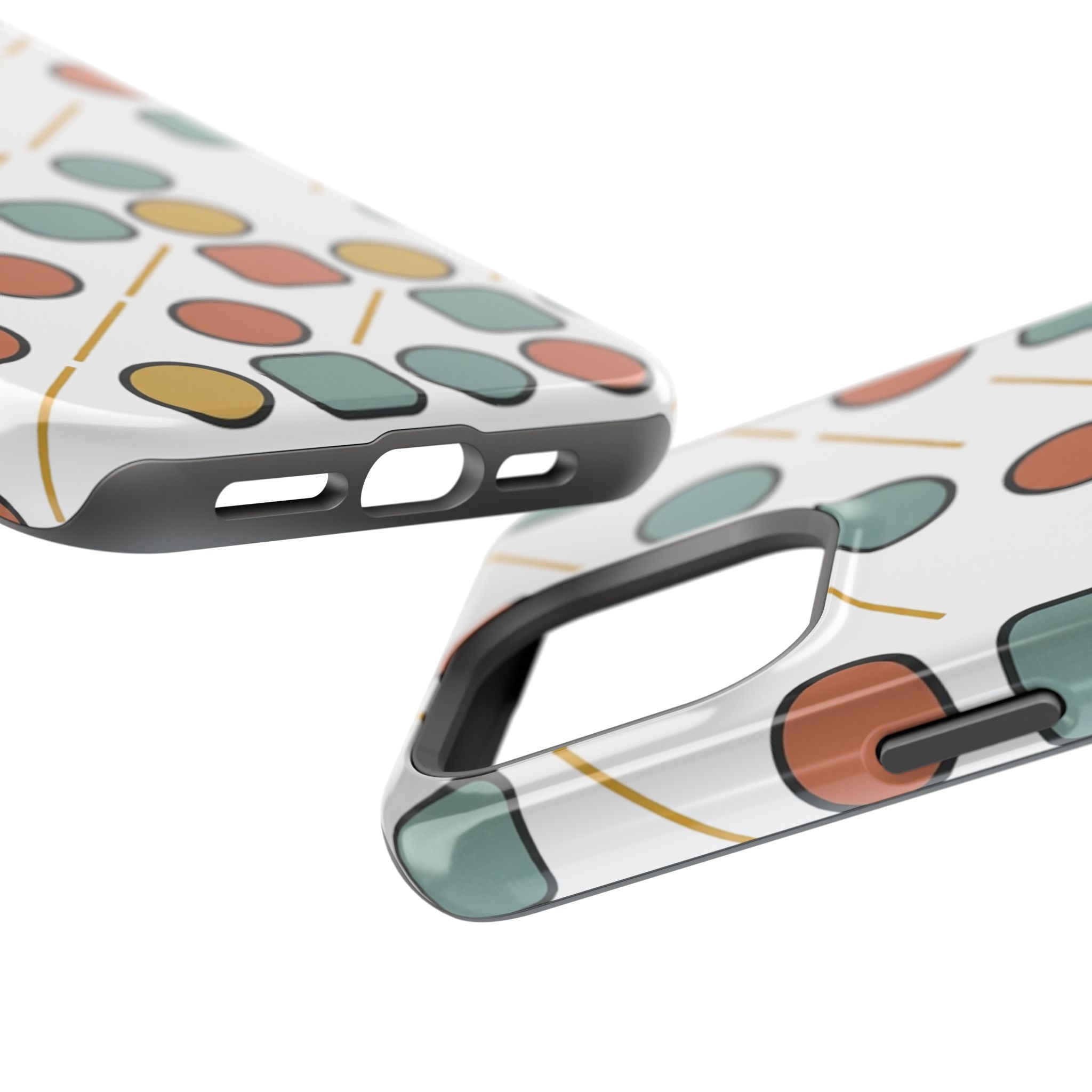 Magnetic Impact-Resistant Phone Case — Retro Geometric Dot & Square Pattern