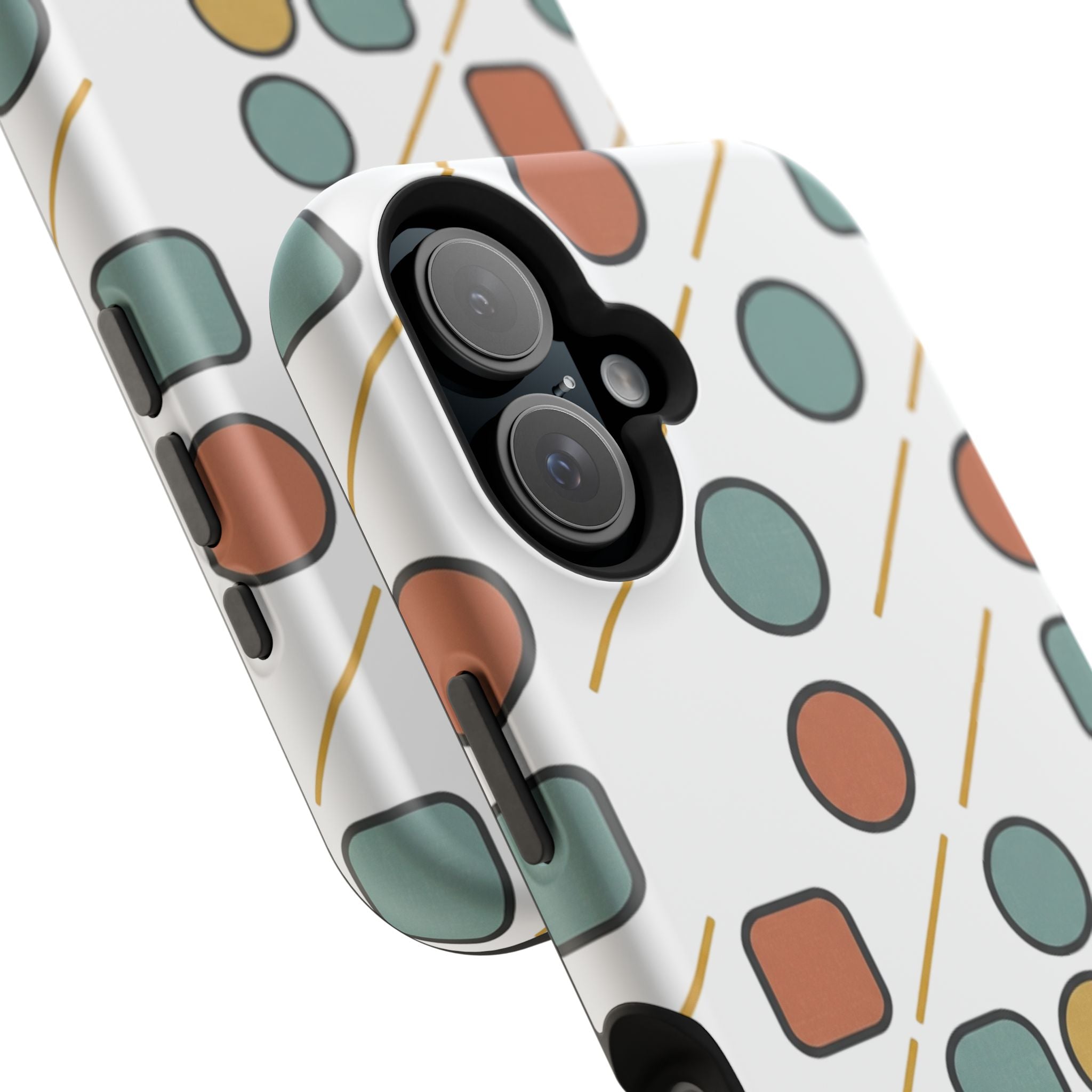 Magnetic Impact-Resistant Phone Case — Retro Geometric Dot & Square Pattern
