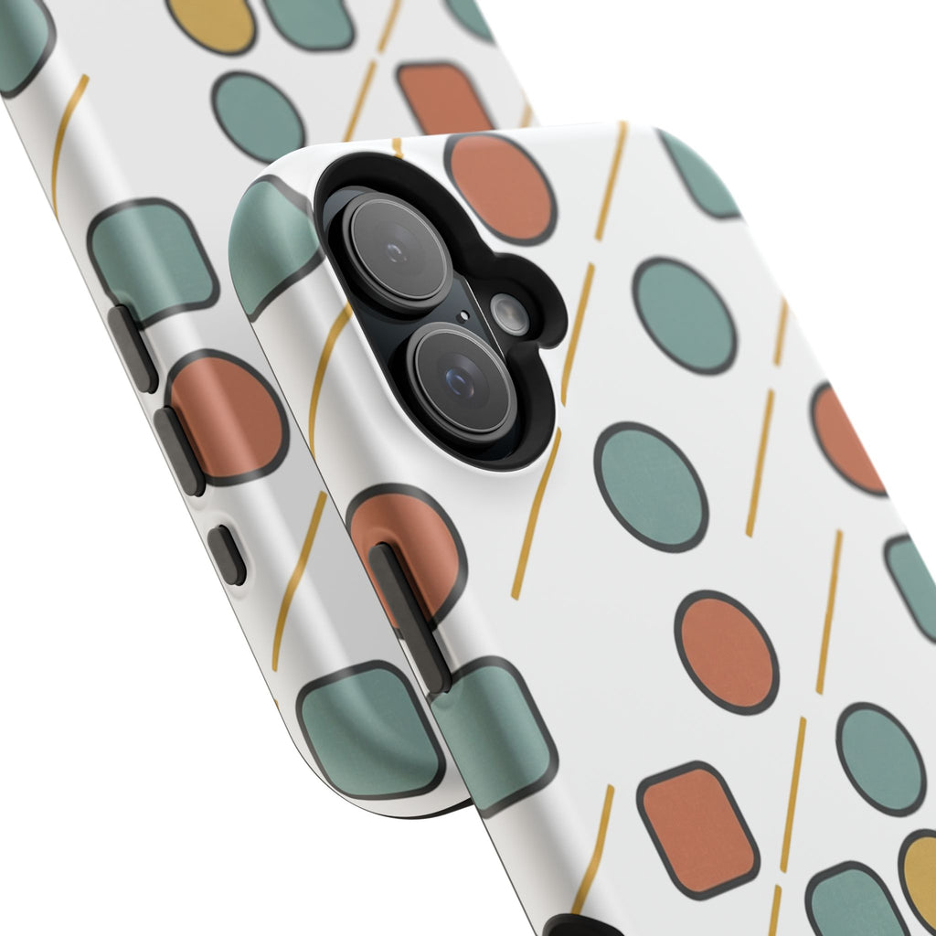 Magnetic Impact-Resistant Phone Case — Retro Geometric Dot & Square Pattern