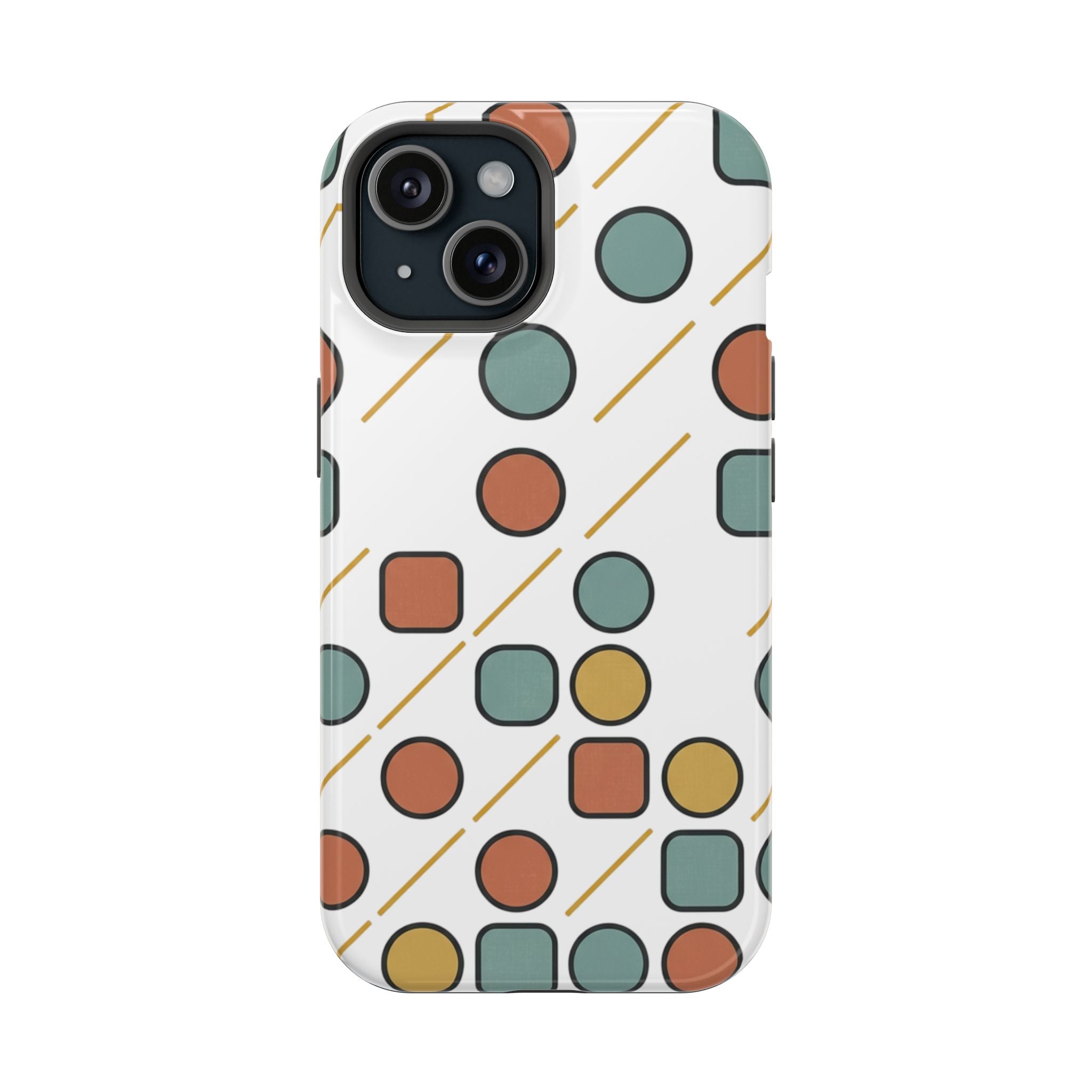 Magnetic Impact-Resistant Phone Case — Retro Geometric Dot & Square Pattern