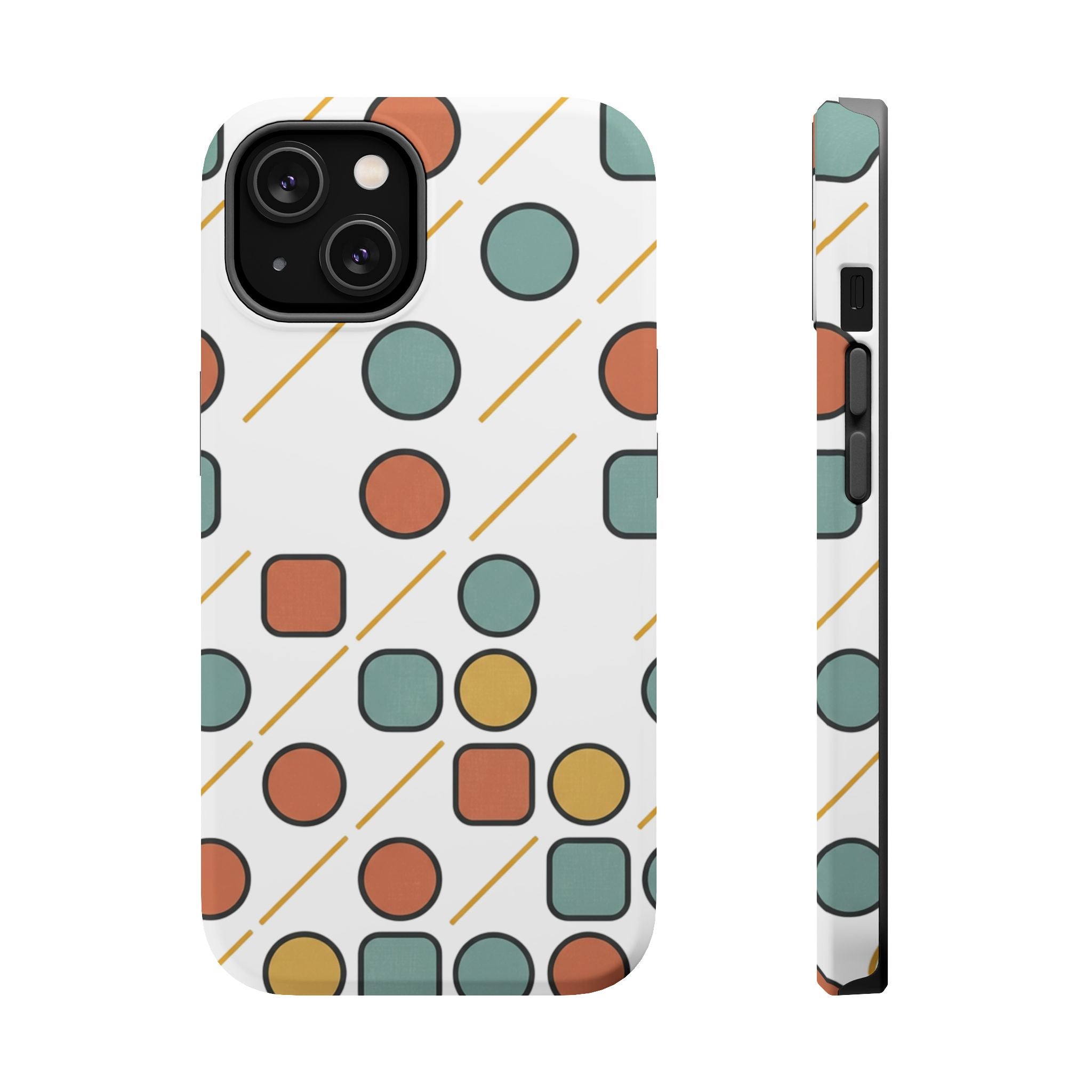 Magnetic Impact-Resistant Phone Case — Retro Geometric Dot & Square Pattern