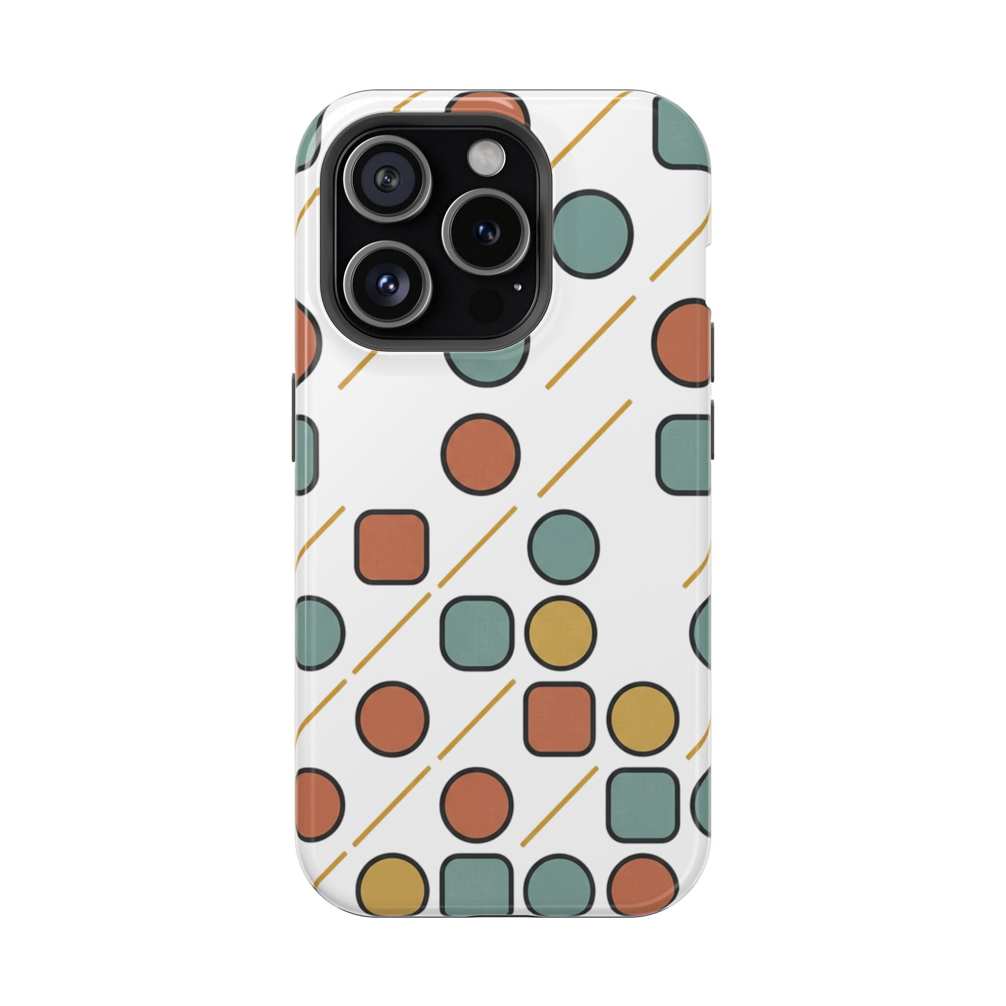 Magnetic Impact-Resistant Phone Case — Retro Geometric Dot & Square Pattern