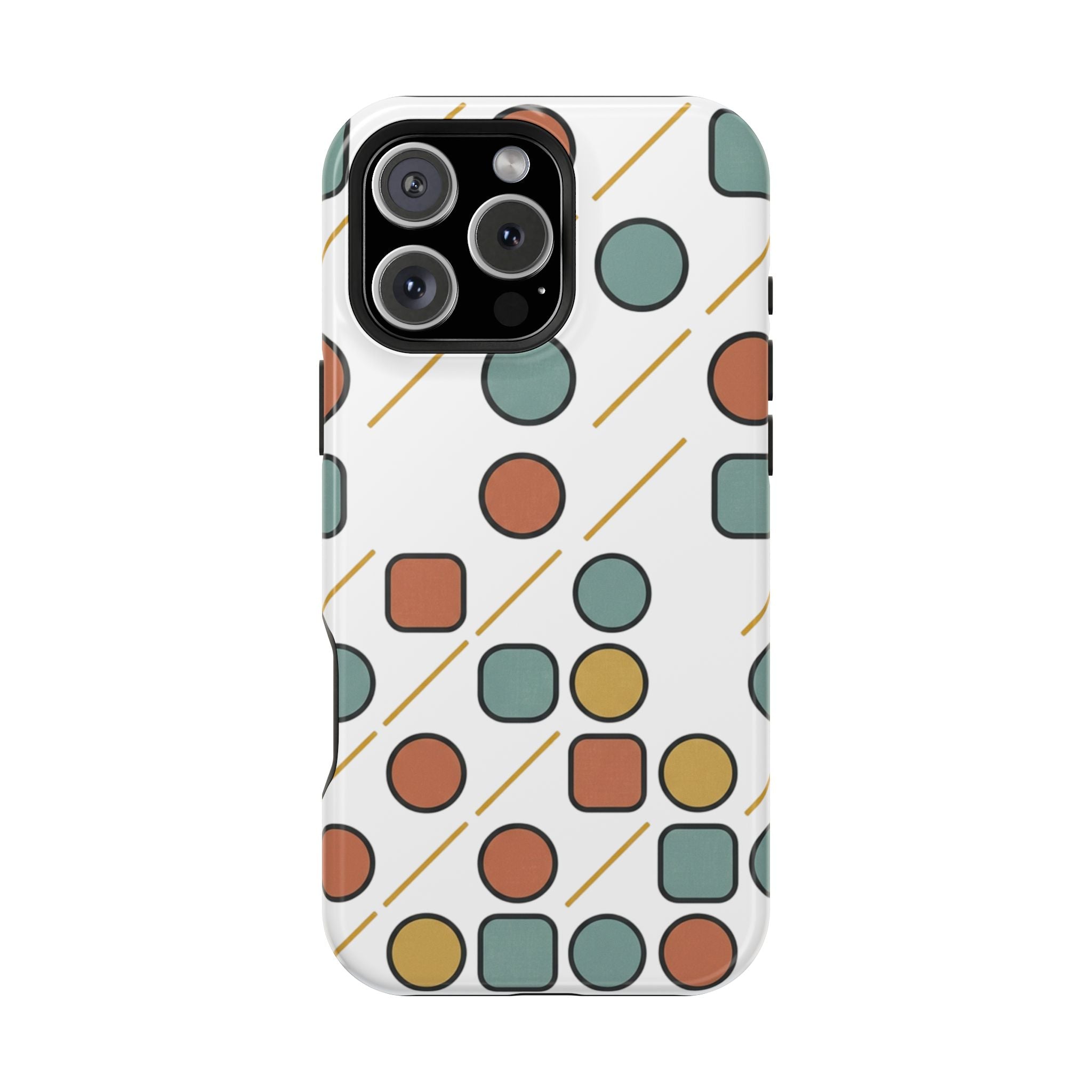 Magnetic Impact-Resistant Phone Case — Retro Geometric Dot & Square Pattern