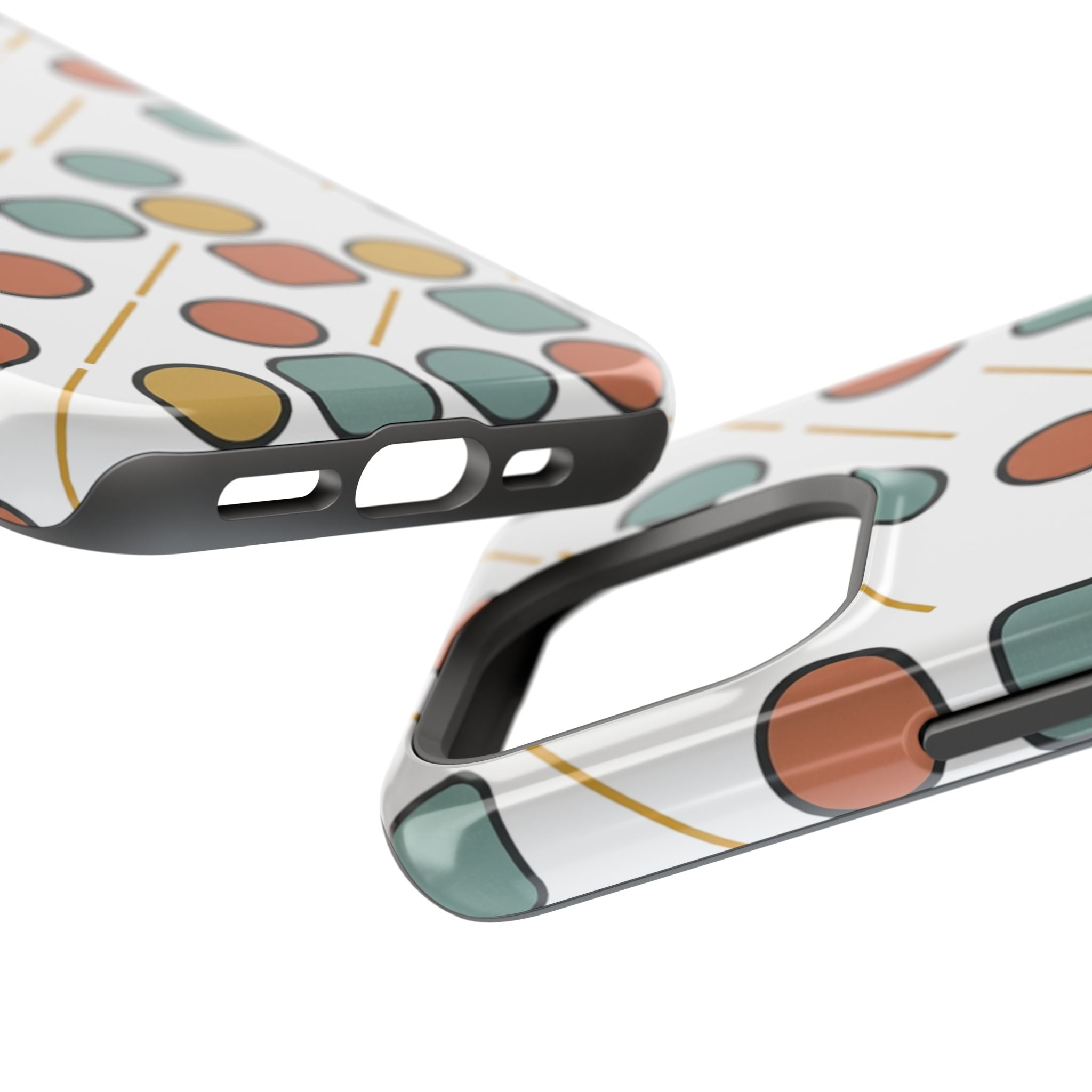 Magnetic Impact-Resistant Phone Case — Retro Geometric Dot & Square Pattern