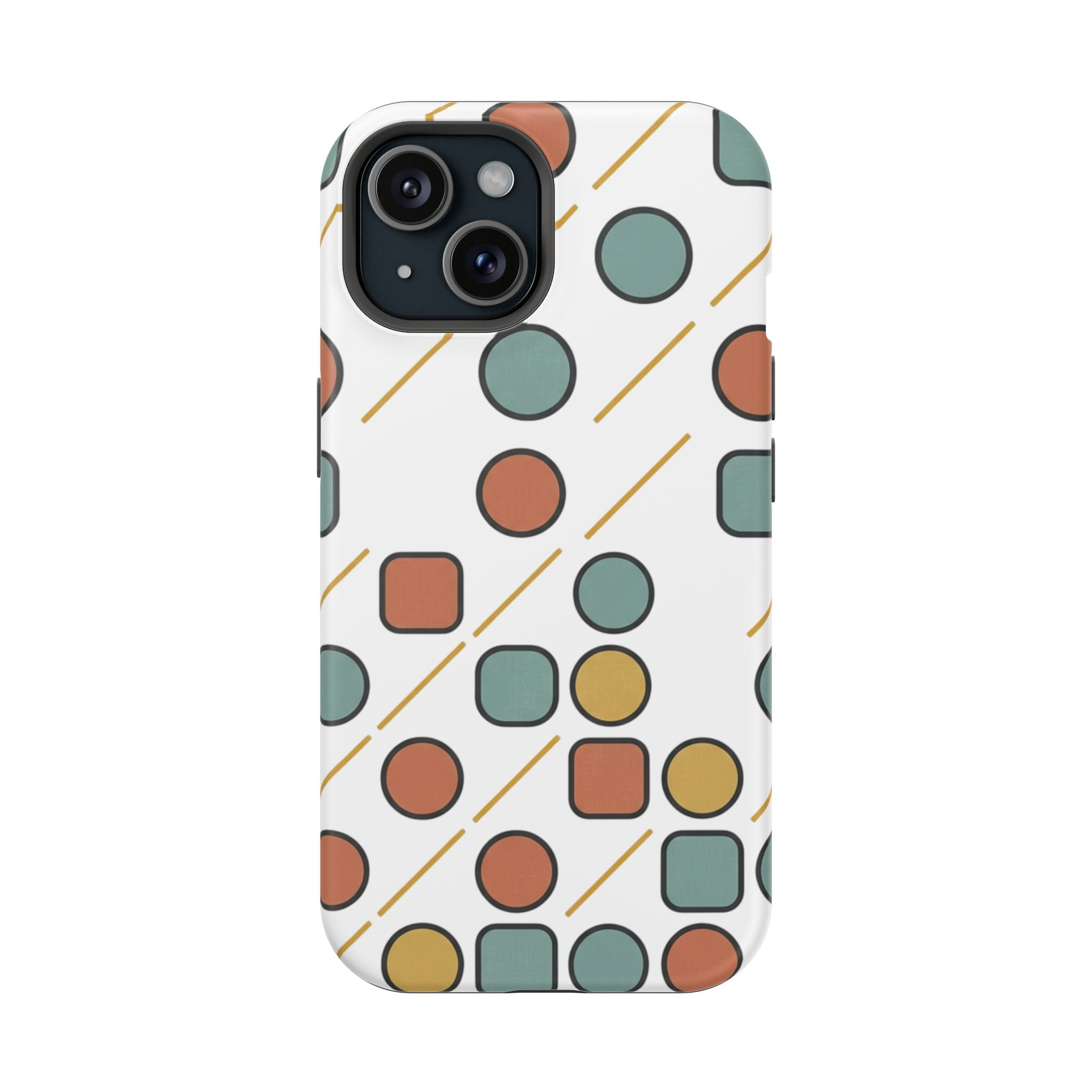 Magnetic Impact-Resistant Phone Case — Retro Geometric Dot & Square Pattern