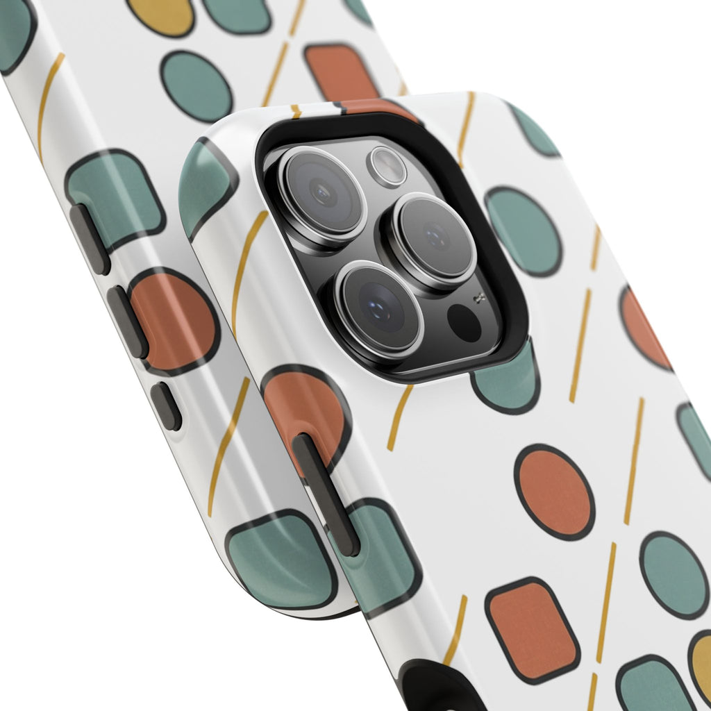 Magnetic Impact-Resistant Phone Case — Retro Geometric Dot & Square Pattern