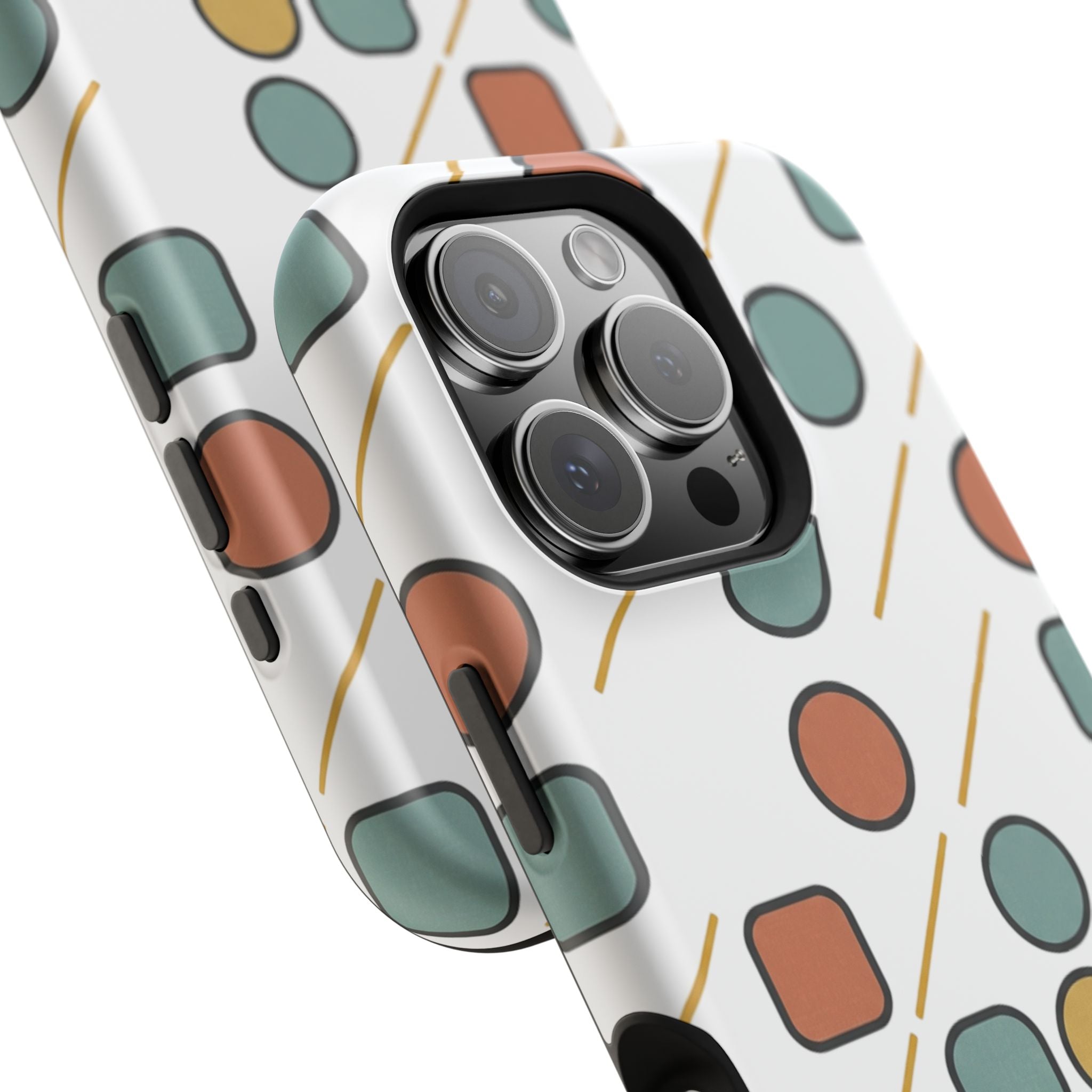 Magnetic Impact-Resistant Phone Case — Retro Geometric Dot & Square Pattern