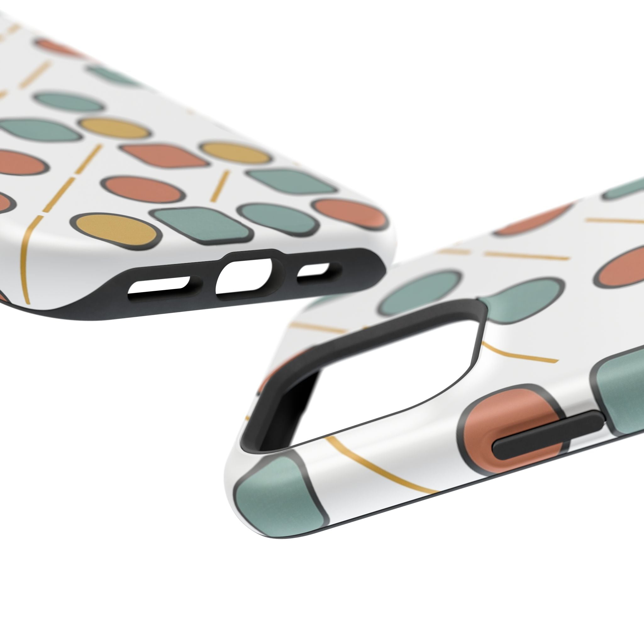 Magnetic Impact-Resistant Phone Case — Retro Geometric Dot & Square Pattern