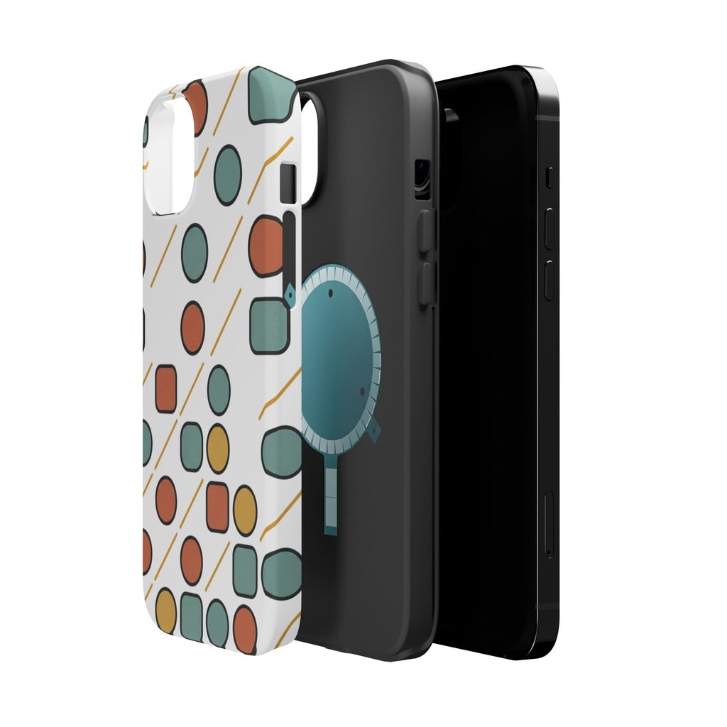 Magnetic Impact-Resistant Phone Case — Retro Geometric Dot & Square Pattern