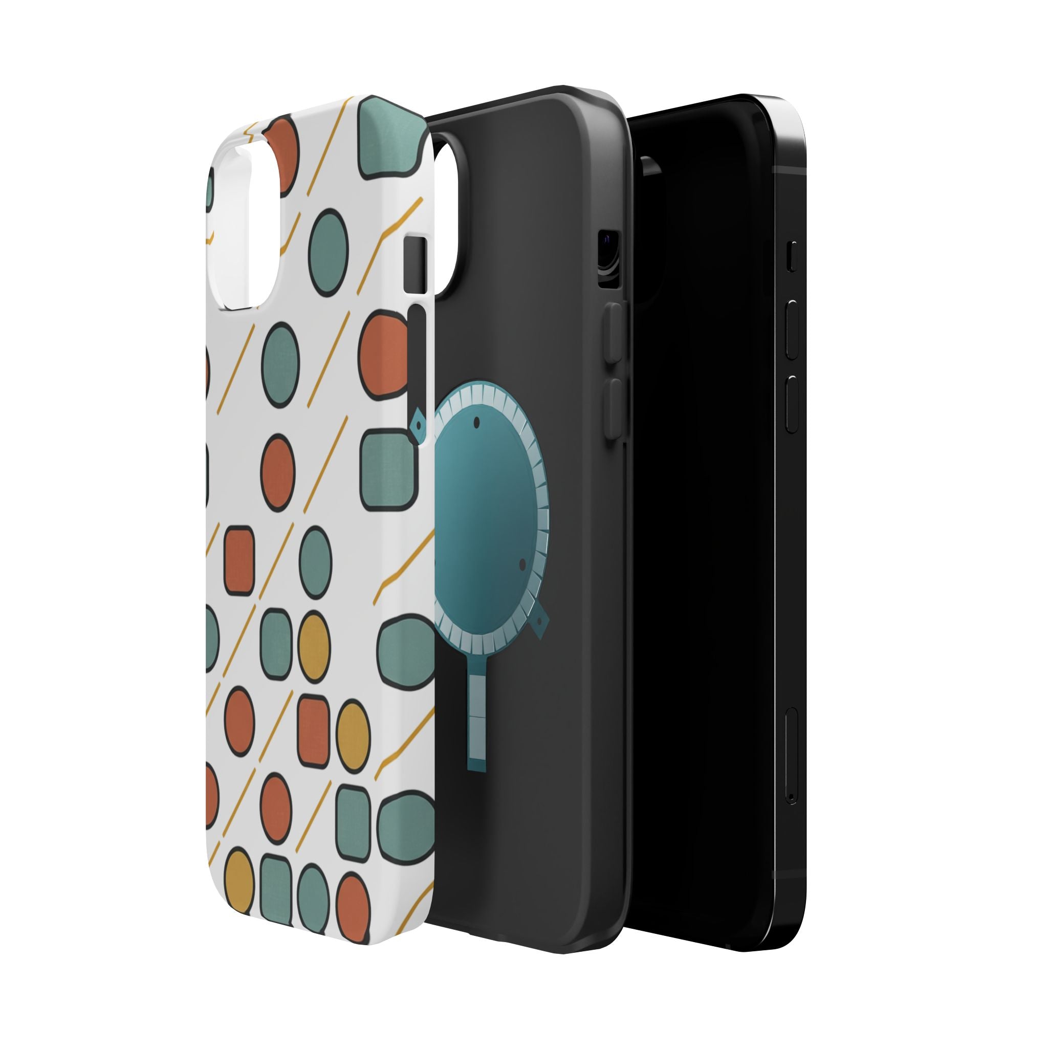 Magnetic Impact-Resistant Phone Case — Retro Geometric Dot & Square Pattern