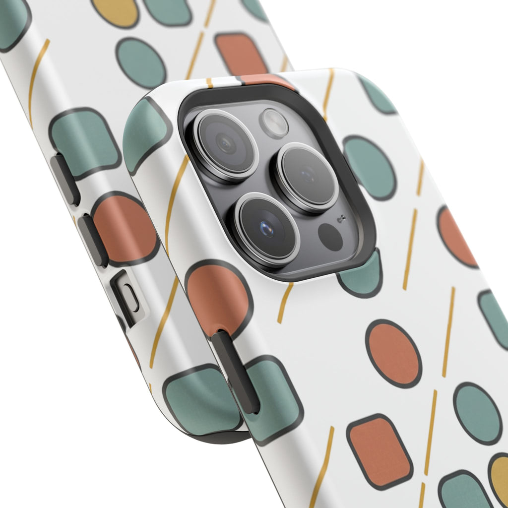 Magnetic Impact-Resistant Phone Case — Retro Geometric Dot & Square Pattern