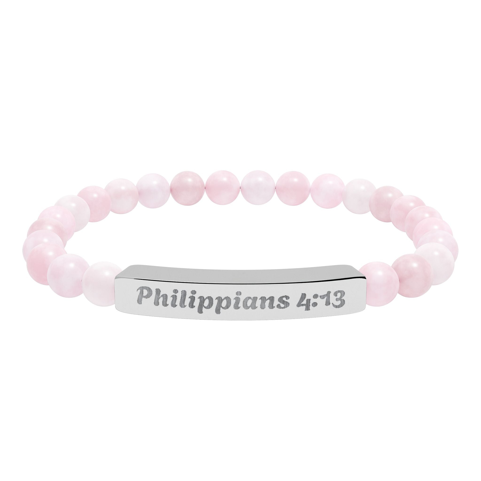 Engraved Philippians 4:13 Natural Stone Stretch Bracelet