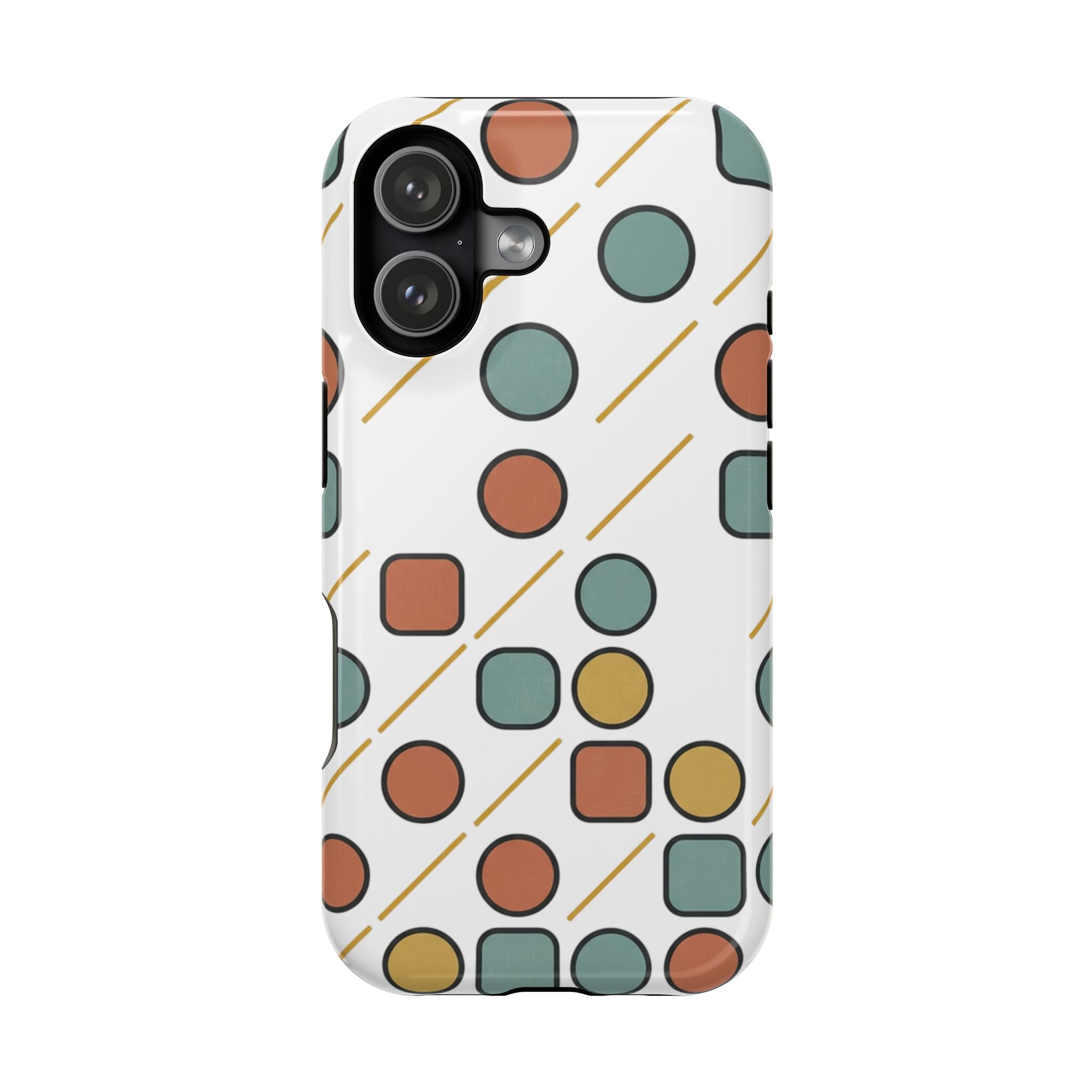 Magnetic Impact-Resistant Phone Case — Retro Geometric Dot & Square Pattern