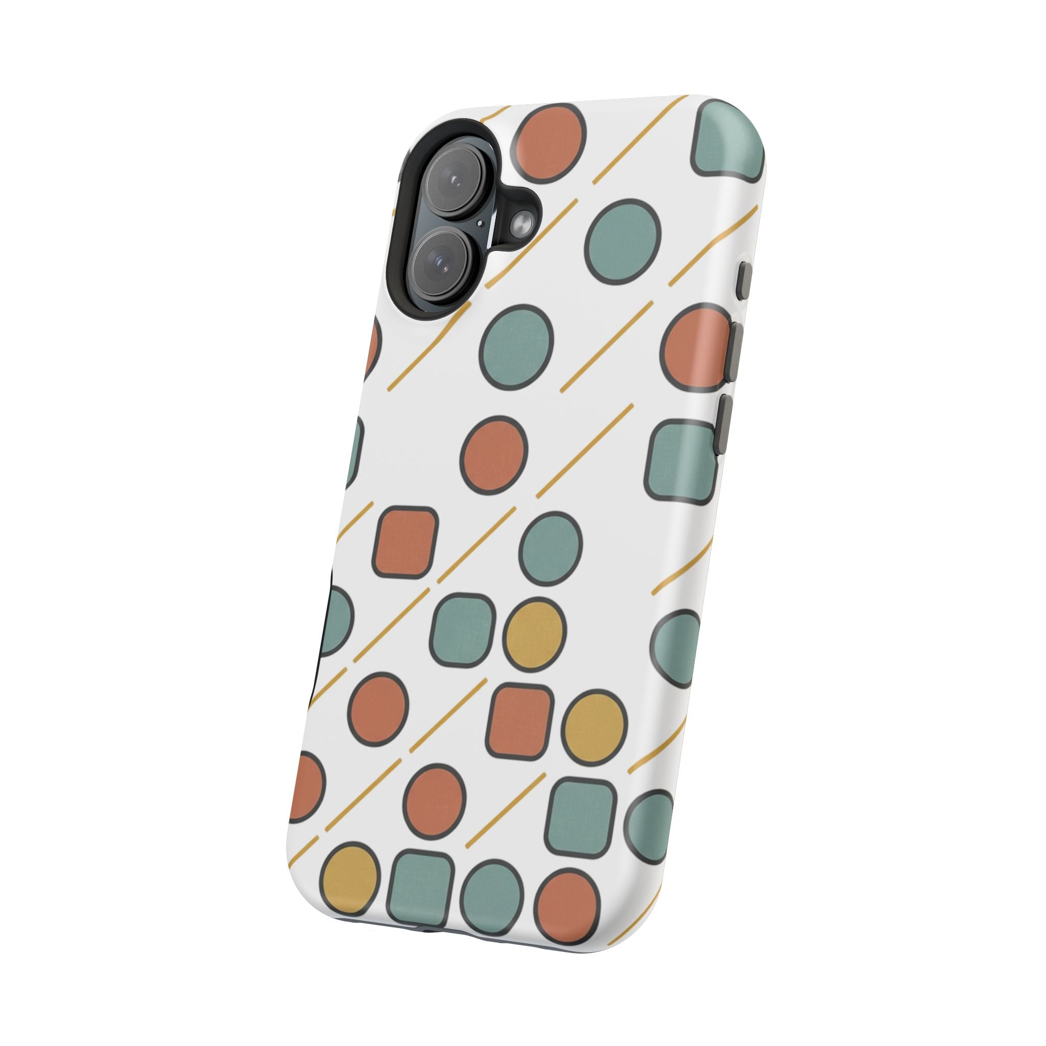 Magnetic Impact-Resistant Phone Case — Retro Geometric Dot & Square Pattern