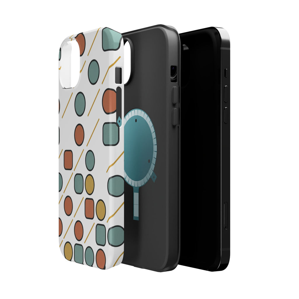 Magnetic Impact-Resistant Phone Case — Retro Geometric Dot & Square Pattern