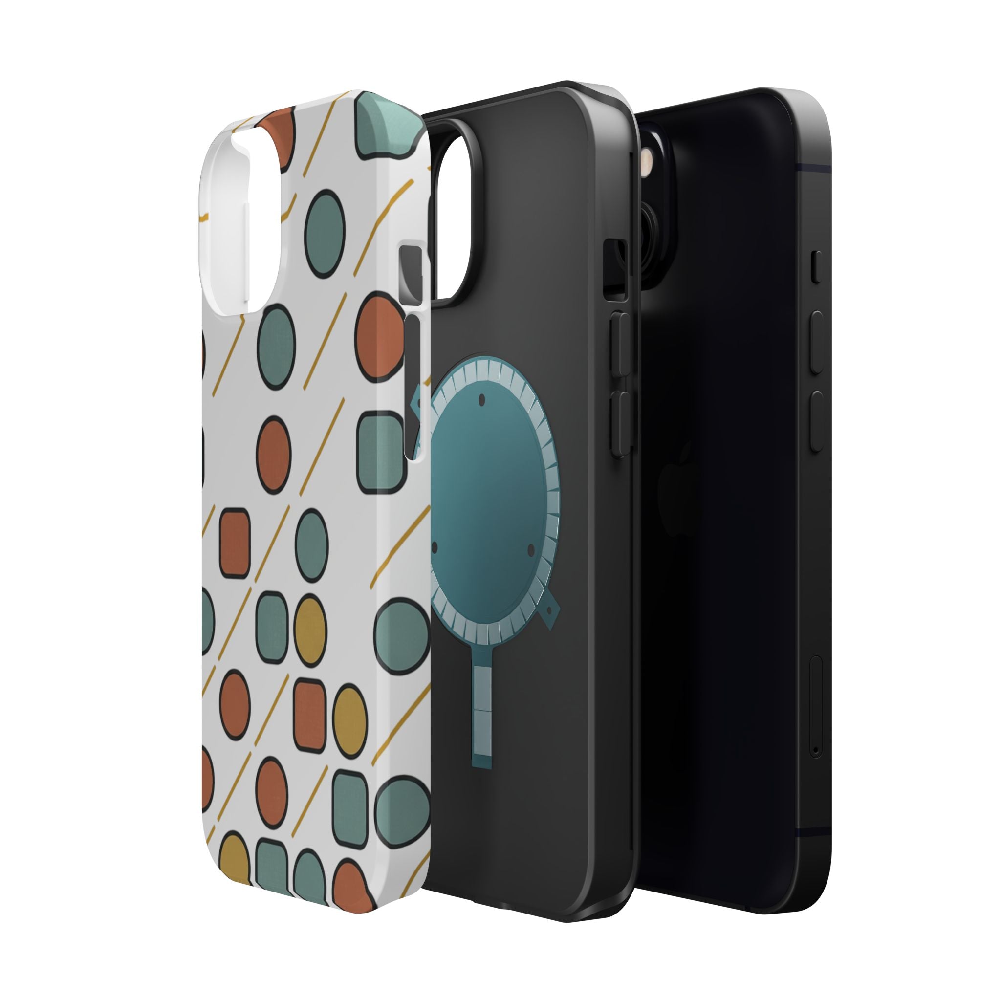 Magnetic Impact-Resistant Phone Case — Retro Geometric Dot & Square Pattern