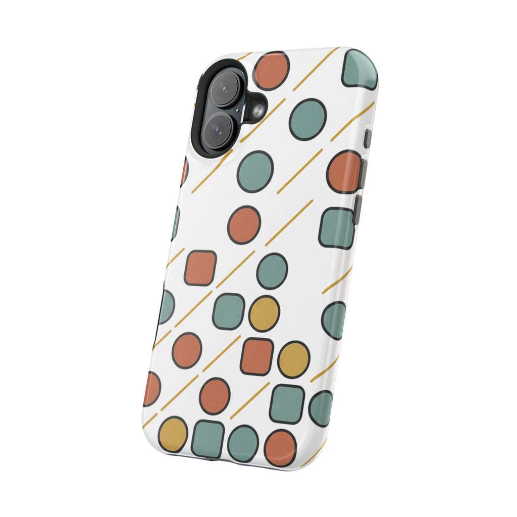 Magnetic Impact-Resistant Phone Case — Retro Geometric Dot & Square Pattern