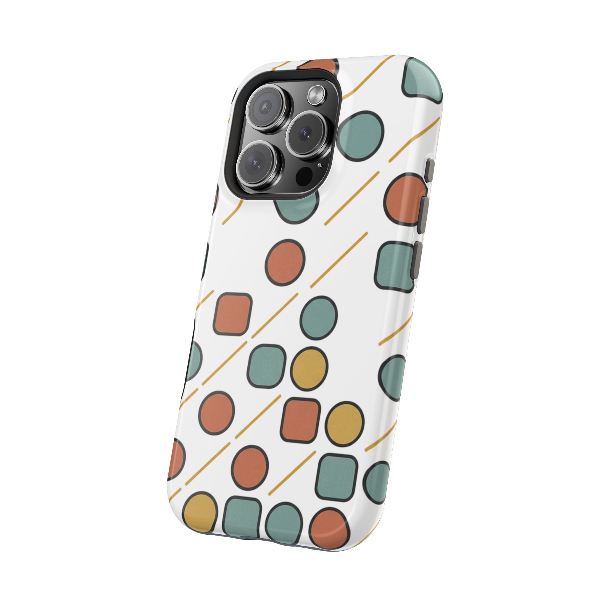 Magnetic Impact-Resistant Phone Case — Retro Geometric Dot & Square Pattern