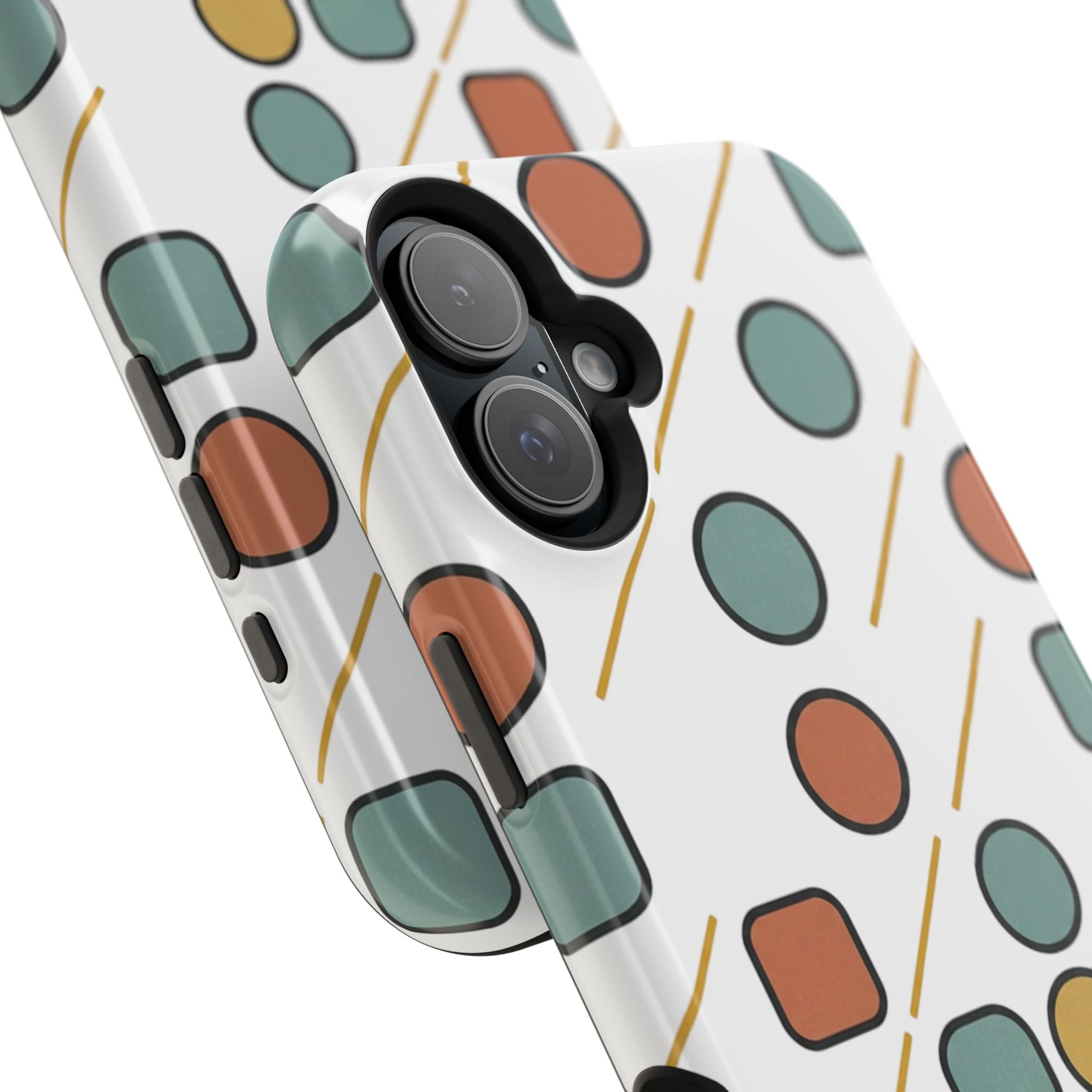 Magnetic Impact-Resistant Phone Case — Retro Geometric Dot & Square Pattern