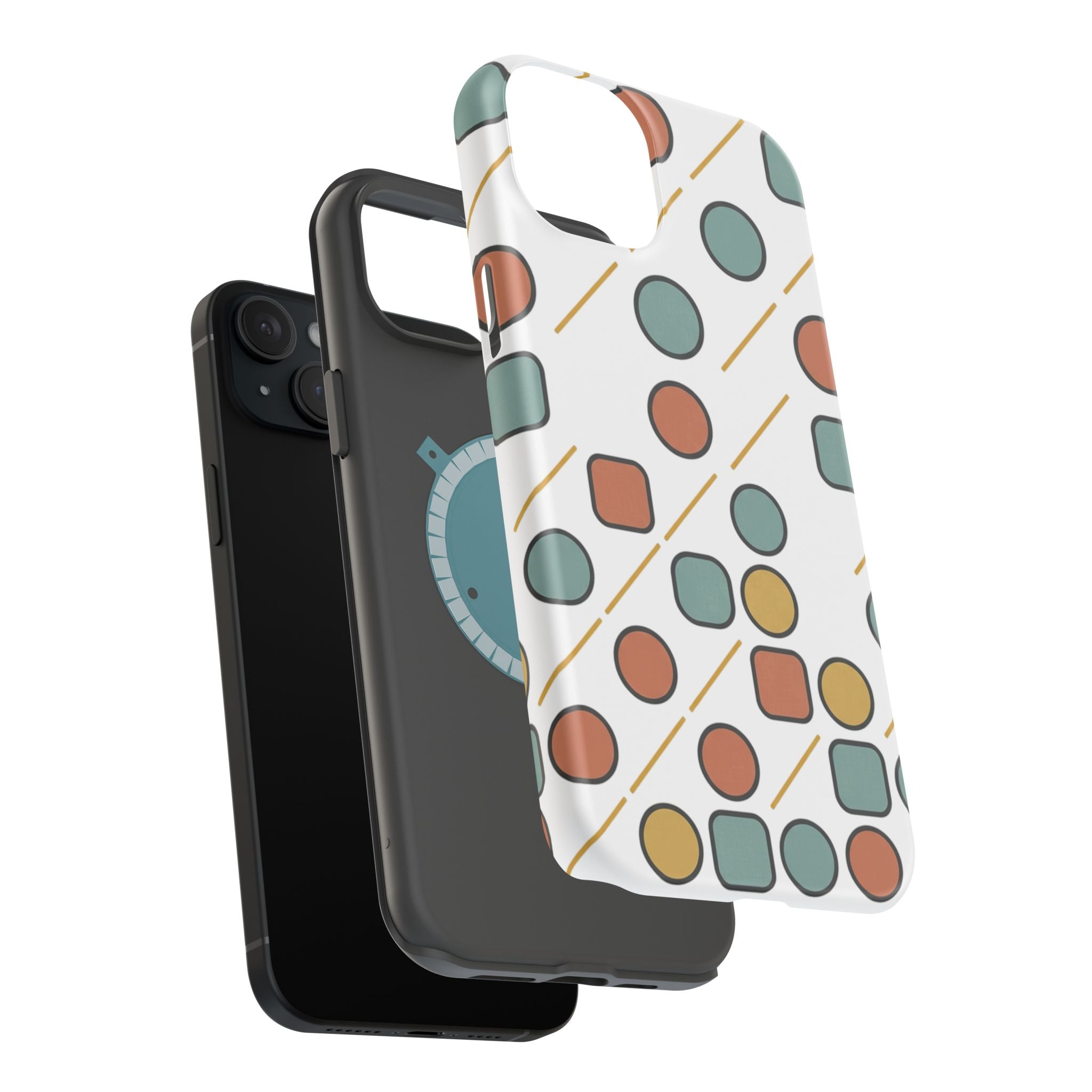 Magnetic Impact-Resistant Phone Case — Retro Geometric Dot & Square Pattern
