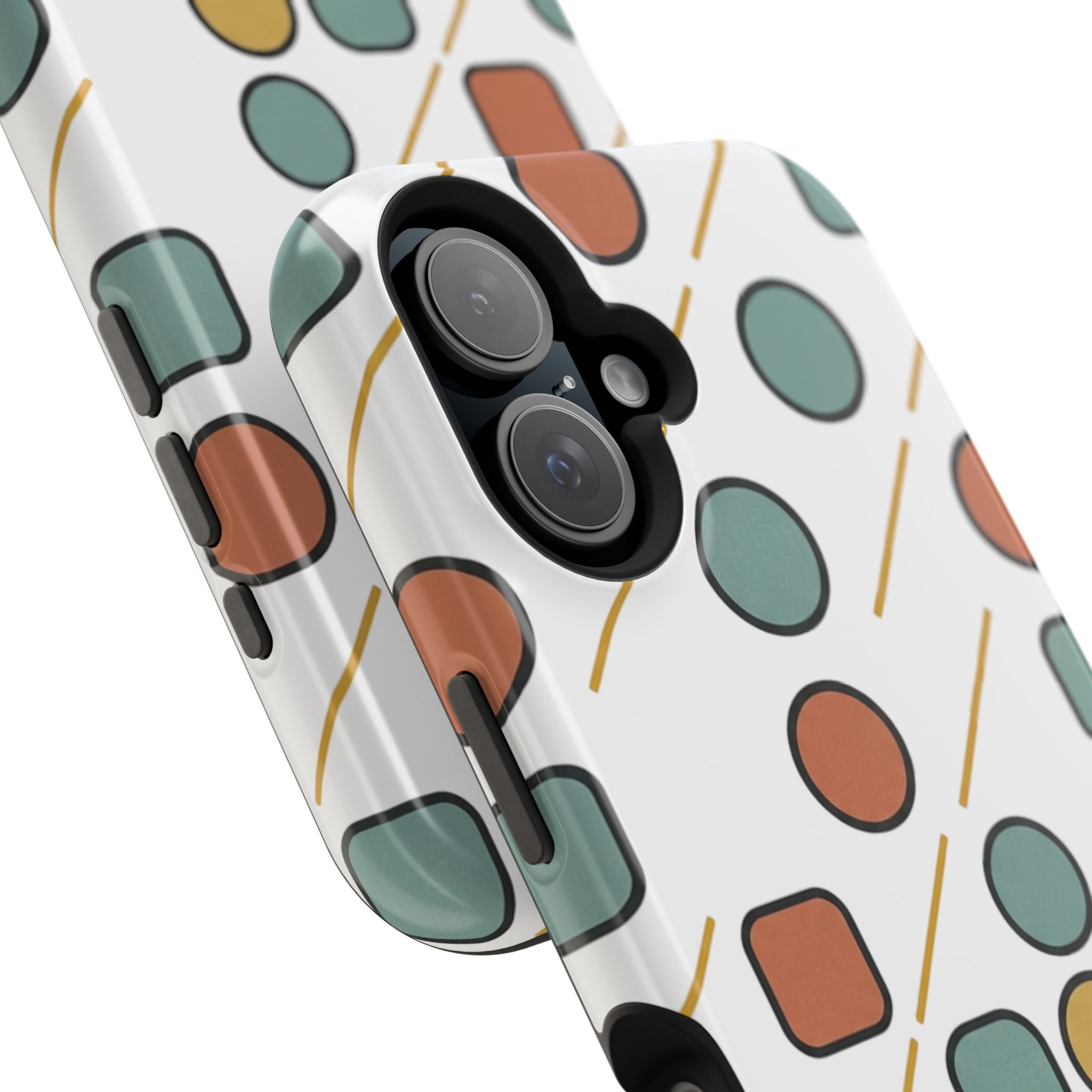 Magnetic Impact-Resistant Phone Case — Retro Geometric Dot & Square Pattern