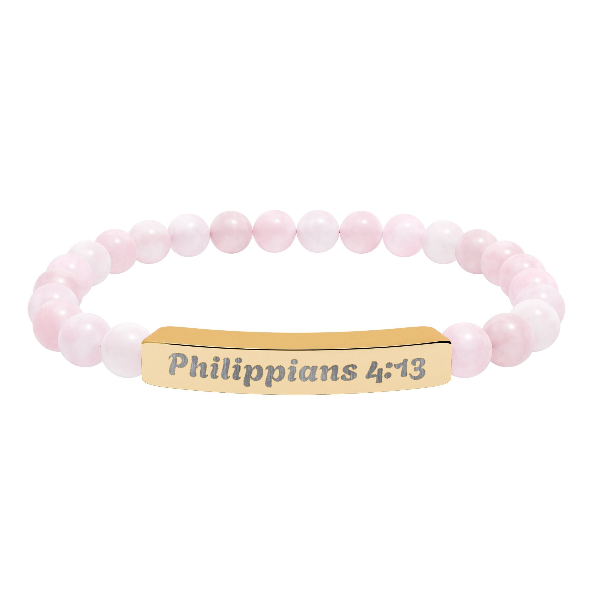 Engraved Philippians 4:13 Natural Stone Stretch Bracelet