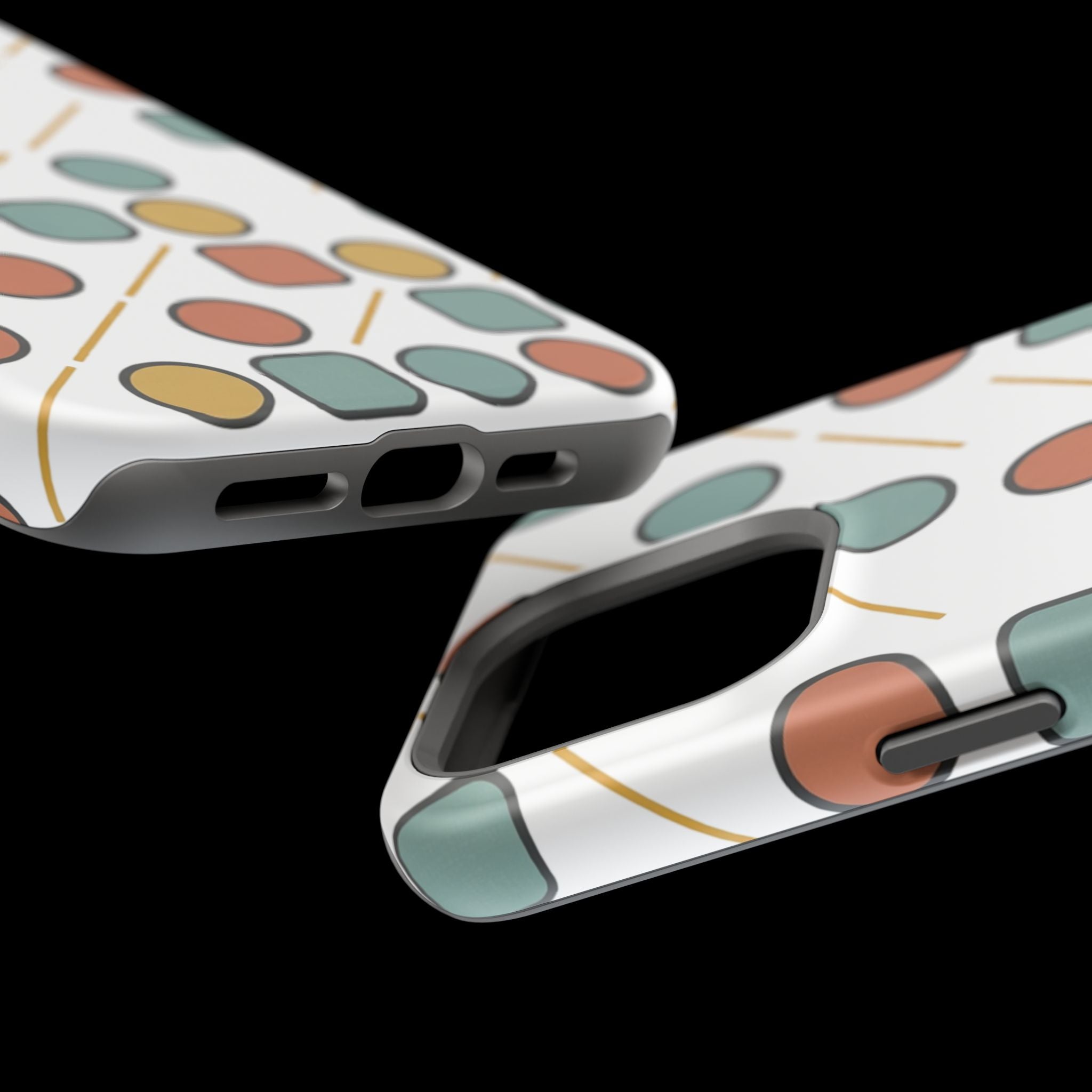 Magnetic Impact-Resistant Phone Case — Retro Geometric Dot & Square Pattern