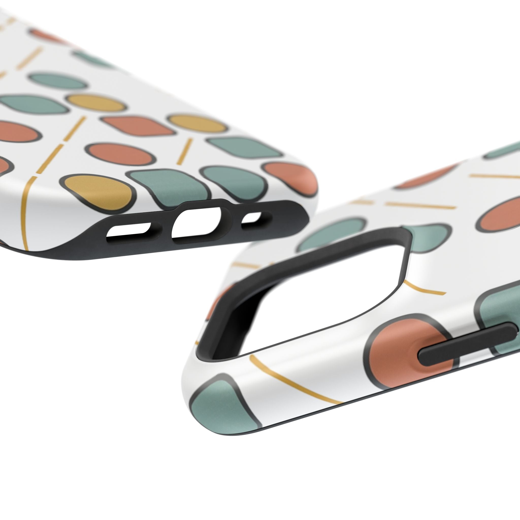 Magnetic Impact-Resistant Phone Case — Retro Geometric Dot & Square Pattern