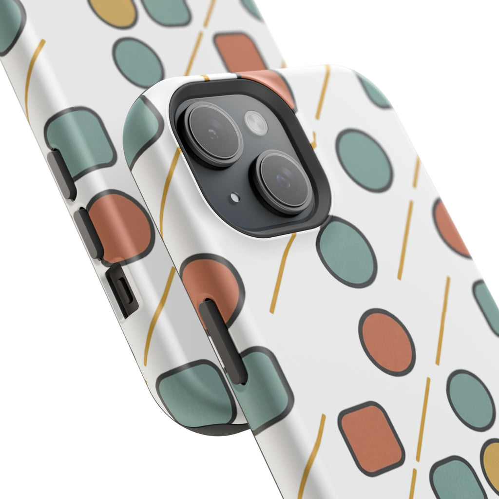 Magnetic Impact-Resistant Phone Case — Retro Geometric Dot & Square Pattern