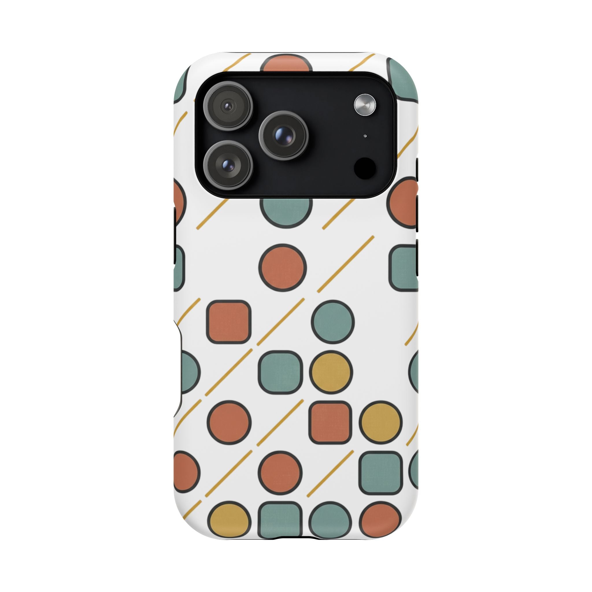 Magnetic Impact-Resistant Phone Case — Retro Geometric Dot & Square Pattern