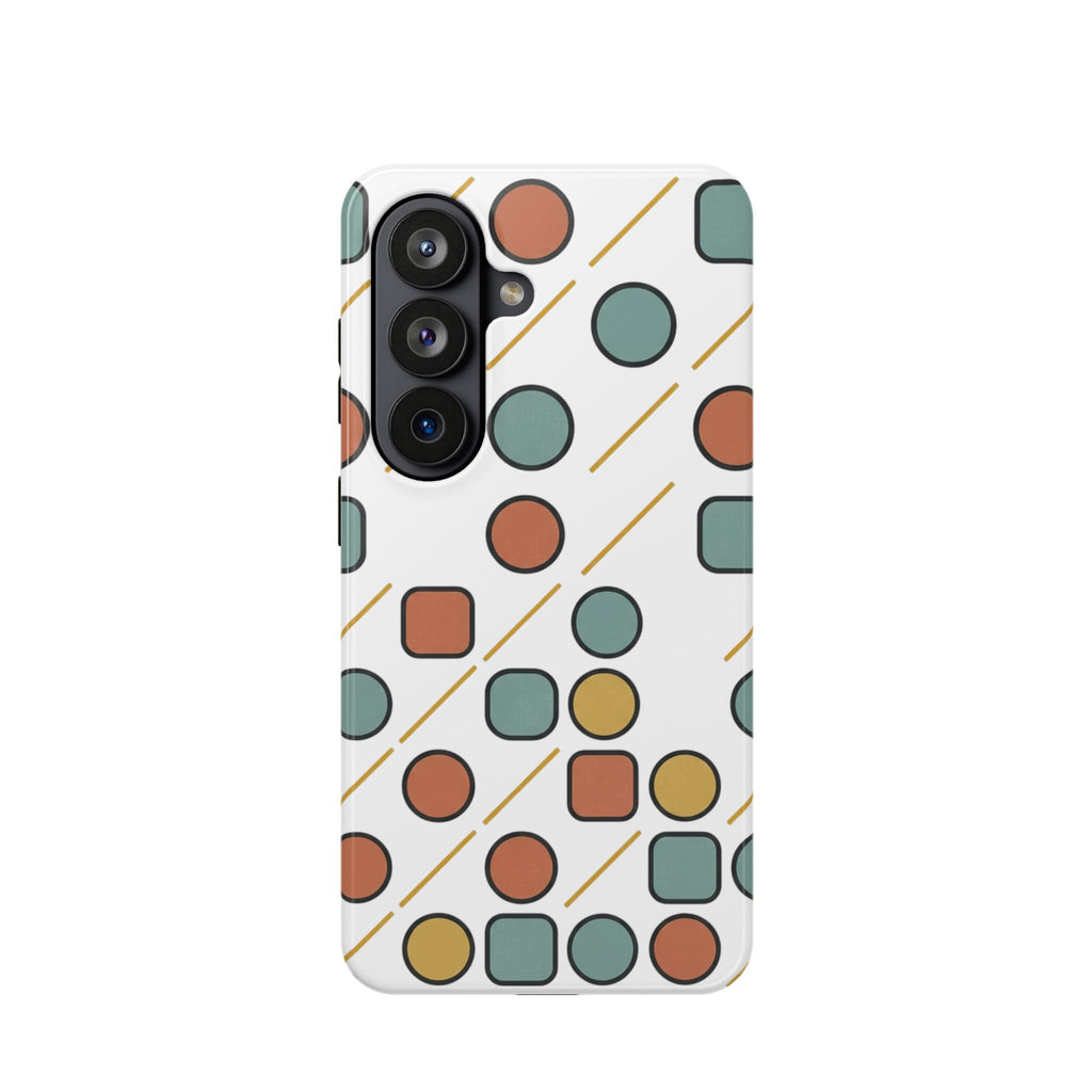 Magnetic Impact-Resistant Phone Case — Retro Geometric Dot & Square Pattern